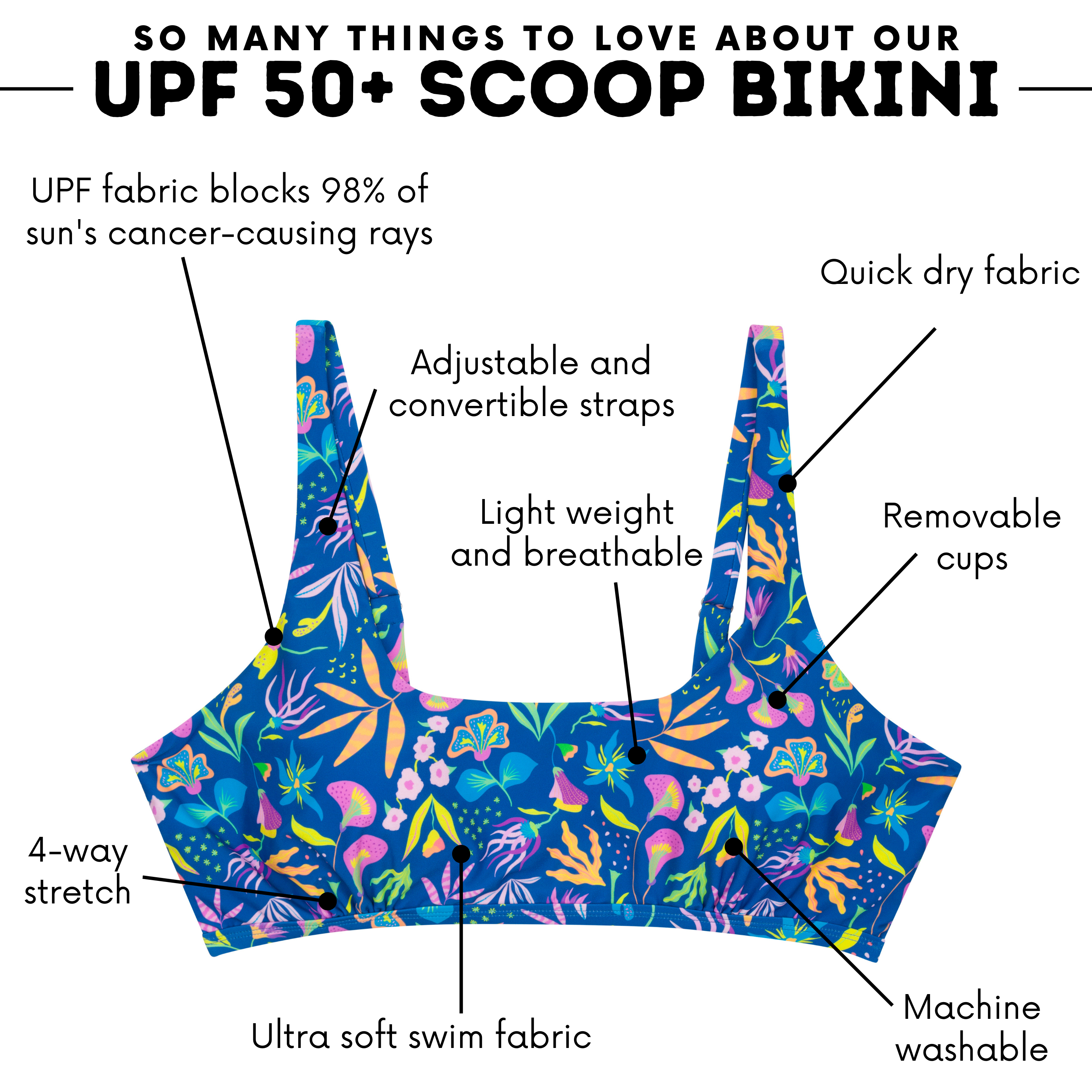Women's Scoop Neck Bikini Top Plus Size | "Tropadelic"-SwimZip UPF 50+ Sun Protective Swimwear & UV Zipper Rash Guards-pos4