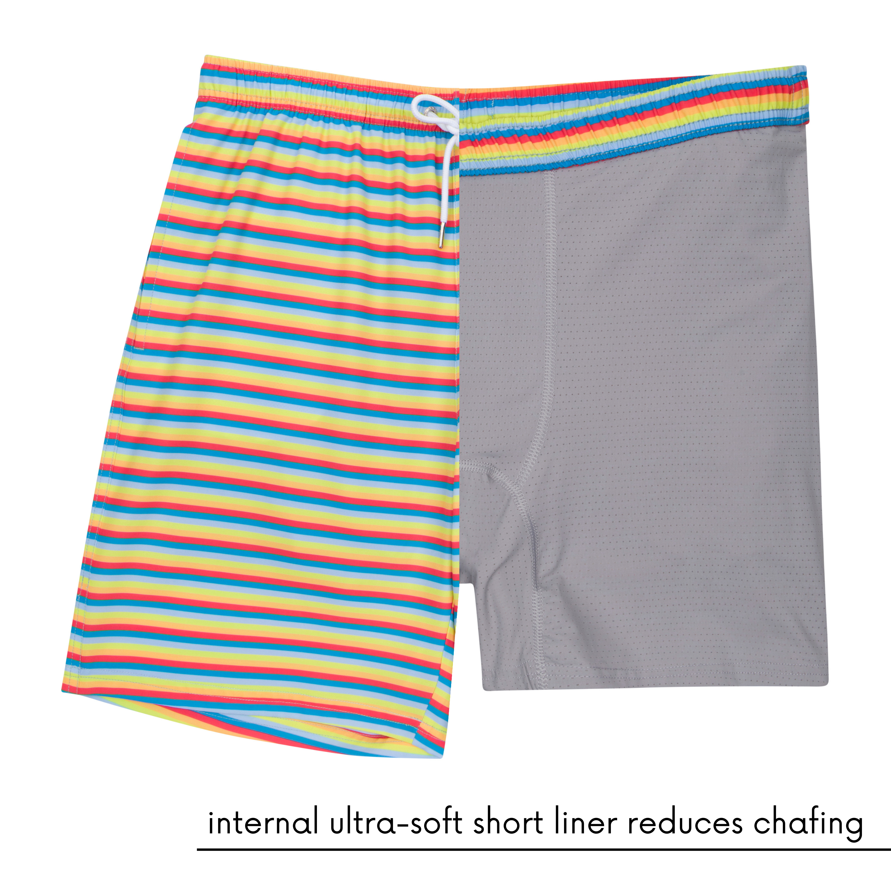 Men's 8" Swim Trunks Boxer Brief Liner | "Sunny Stripe"-SwimZip UPF 50+ Sun Protective Swimwear & UV Zipper Rash Guards-pos9