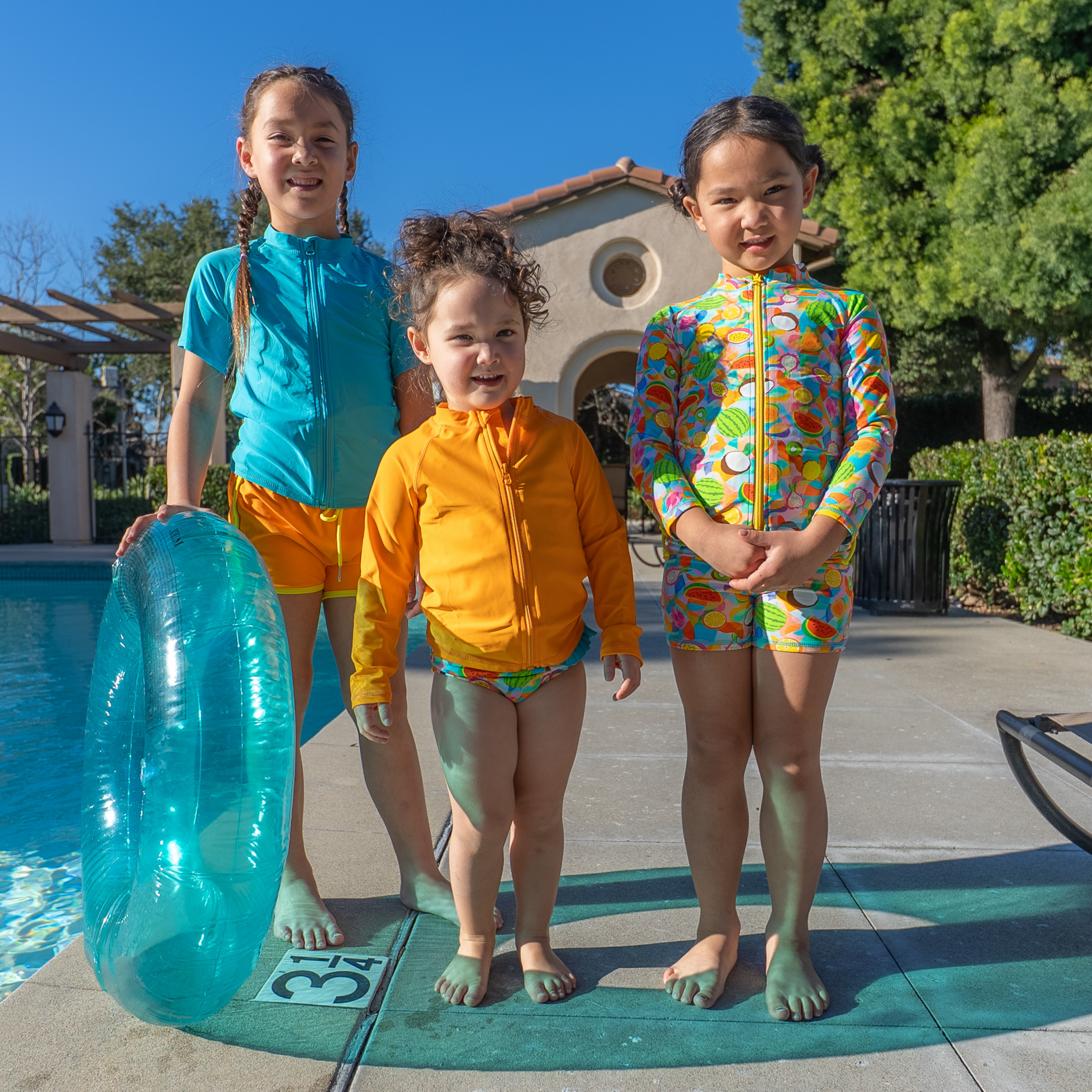 Kids UPF 50+ Long Sleeve Zipper Rash Guard Swim Shirt | "Orange"-SwimZip UPF 50+ Sun Protective Swimwear & UV Zipper Rash Guards-pos3