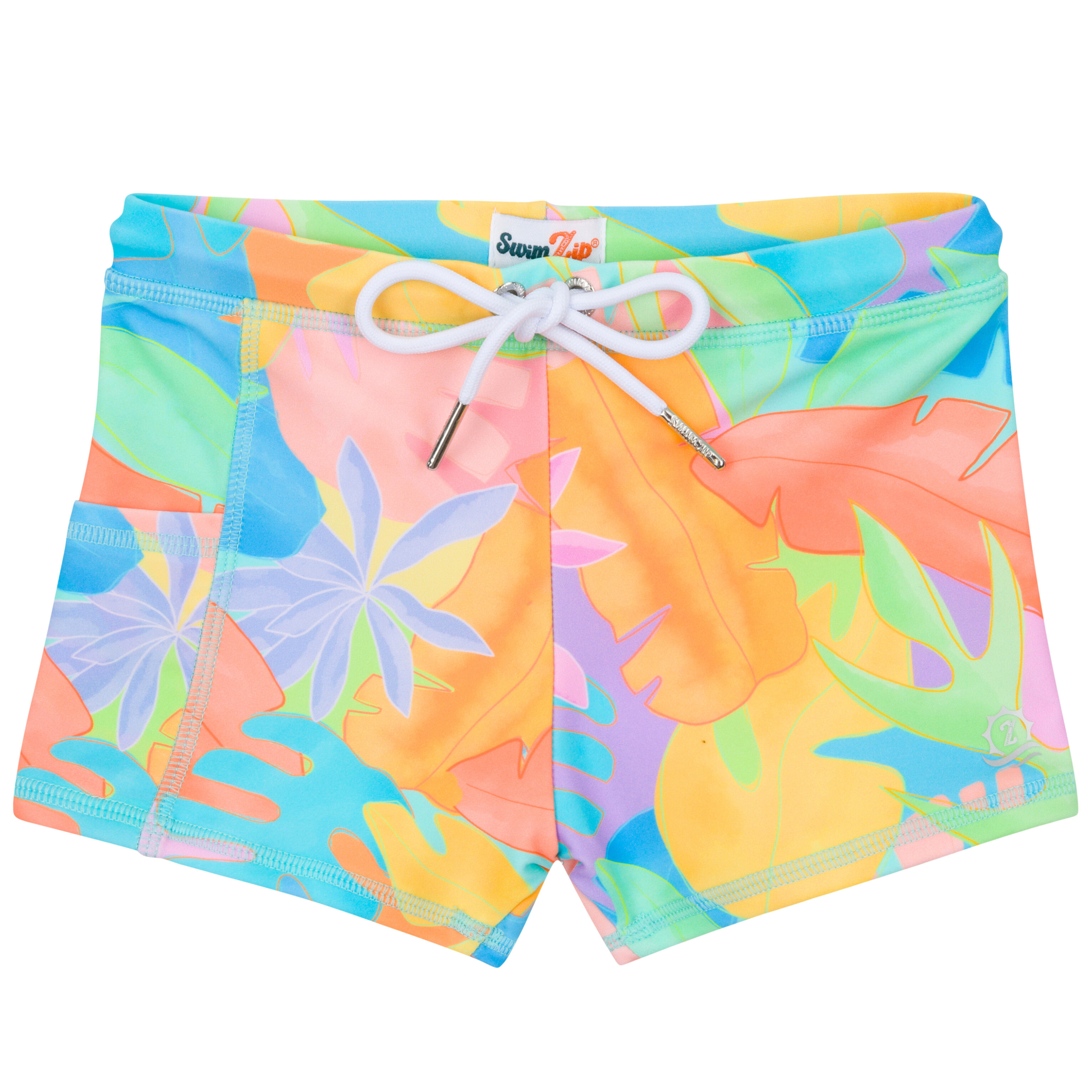 Kids Euro Swim Shorties | "Vibrant Vacay"-6-12 Month-Vibrant Vacay-SwimZip UPF 50+ Sun Protective Swimwear & UV Zipper Rash Guards-pos1