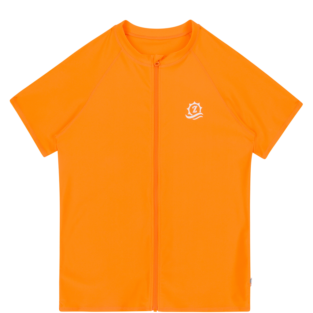 【miii】Powder Wash & Sun Protector Men's Short Sleeve Rash Guard | “Orange