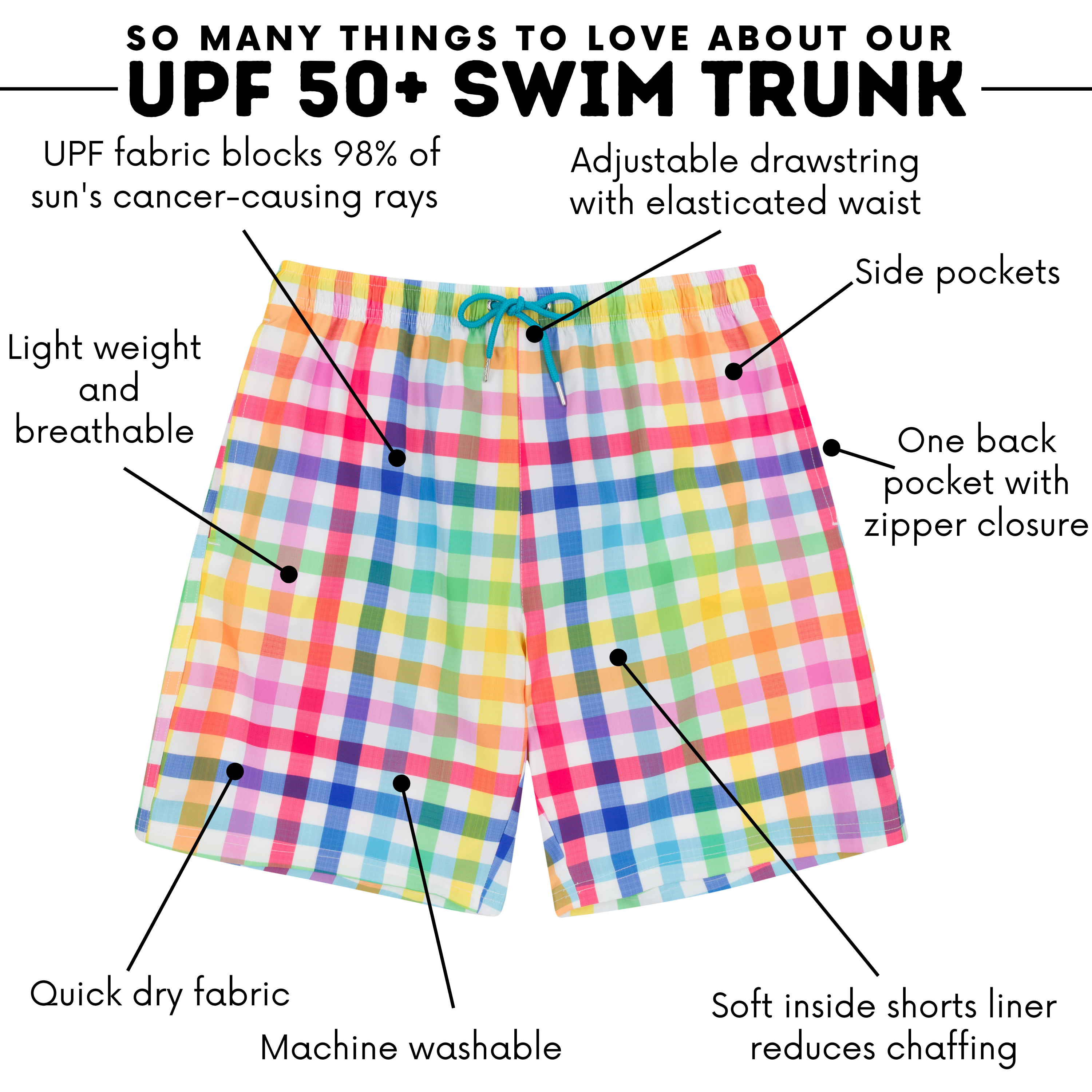 Men's 8" Swim Trunks Boxer Brief Liner | "Picnic Party"-SwimZip UPF 50+ Sun Protective Swimwear & UV Zipper Rash Guards-pos4