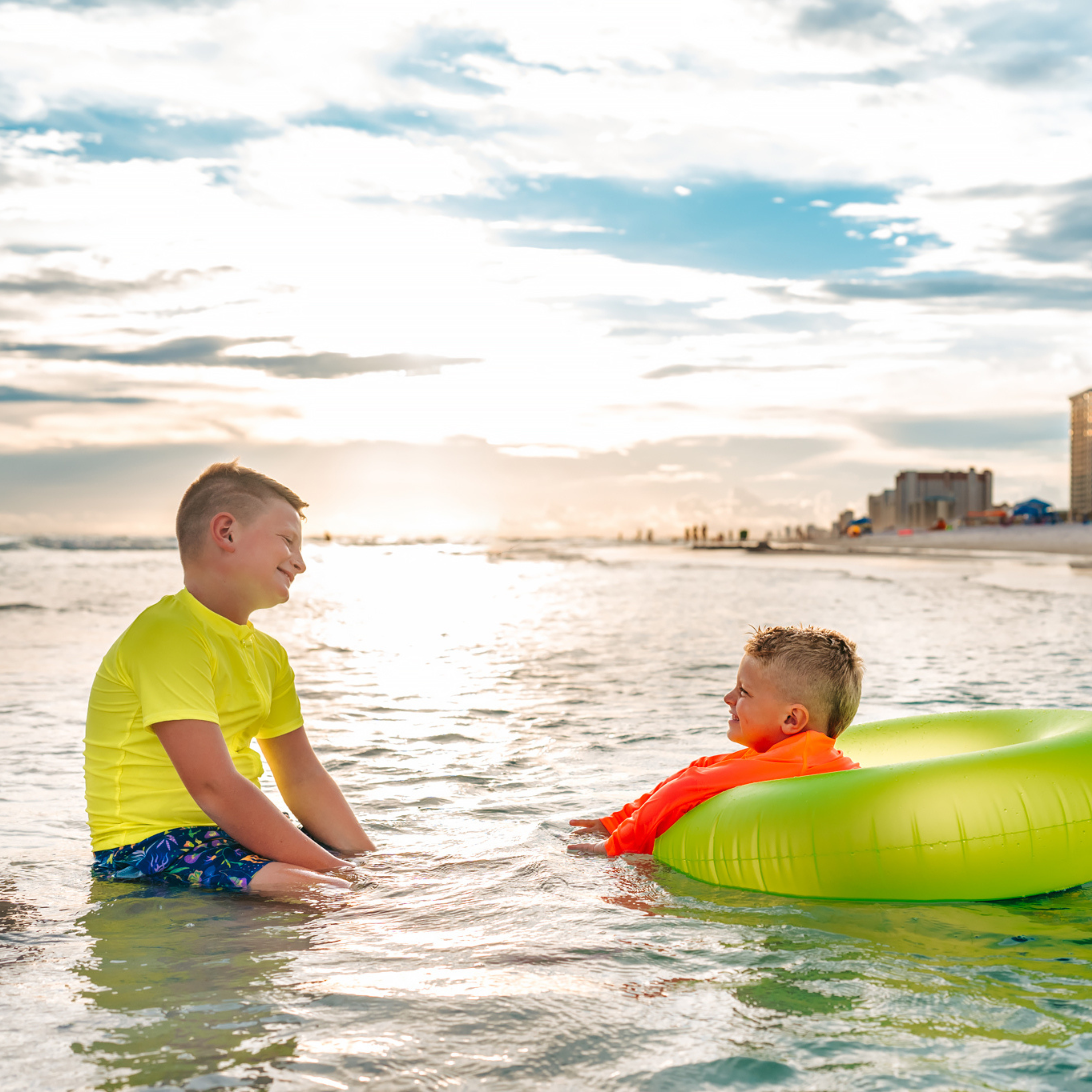 Kids UPF 50+ Long Sleeve Zipper Rash Guard Swim Shirt | "Neon Orange"-SwimZip UPF 50+ Sun Protective Swimwear & UV Zipper Rash Guards-pos8