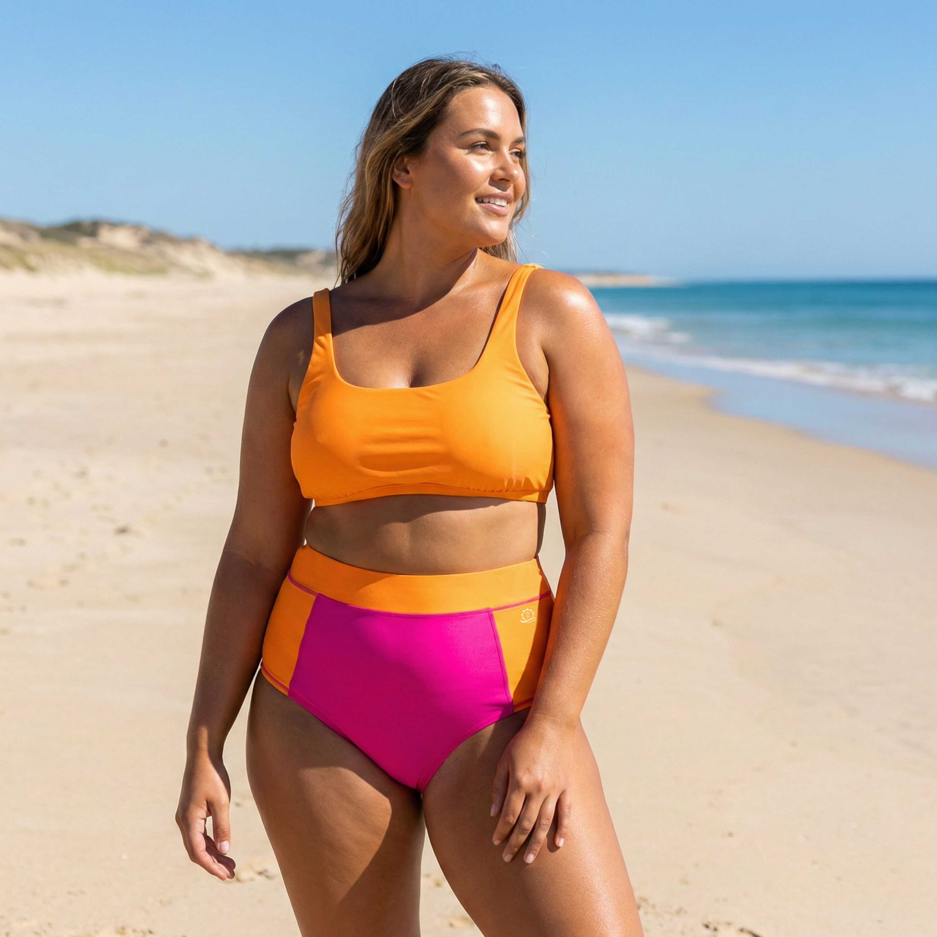 Women's Scoop Neck Bikini Top Plus Size | "Orange"-SwimZip UPF 50+ Sun Protective Swimwear & UV Zipper Rash Guards-pos6