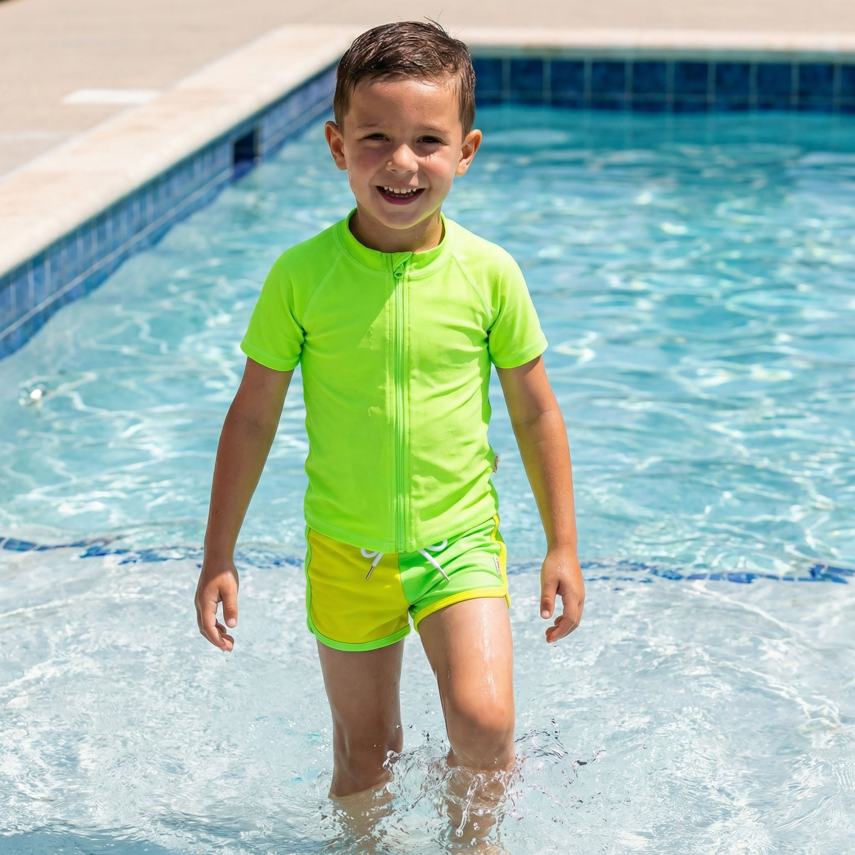 Kids Swim Track Shorts | "Volt"-SwimZip UPF 50+ Sun Protective Swimwear & UV Zipper Rash Guards-pos2