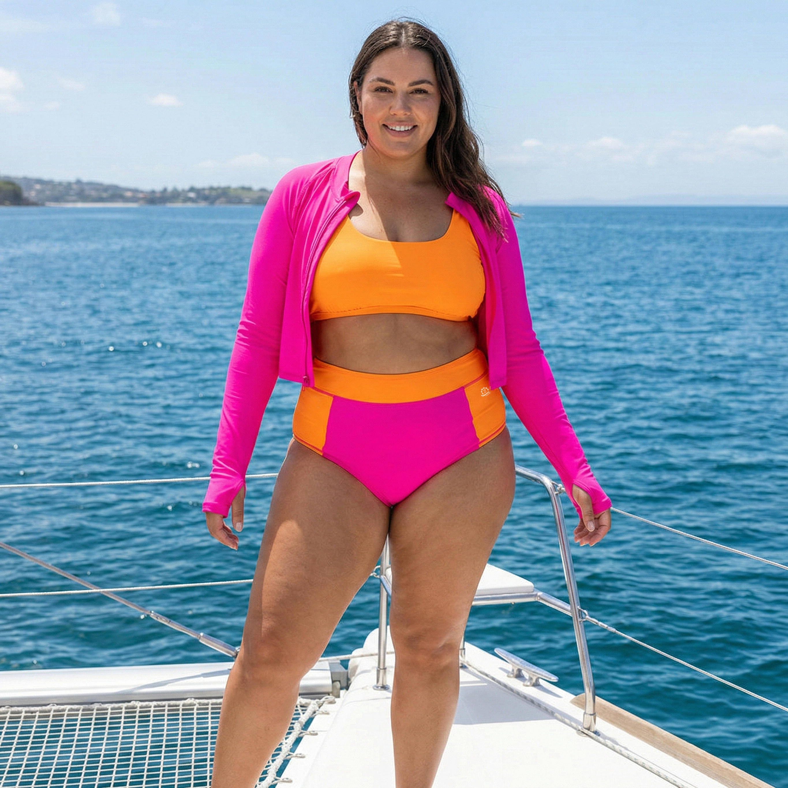 Women's High Waist Bikini Bottoms | "Surge"-SwimZip UPF 50+ Sun Protective Swimwear & UV Zipper Rash Guards-pos7