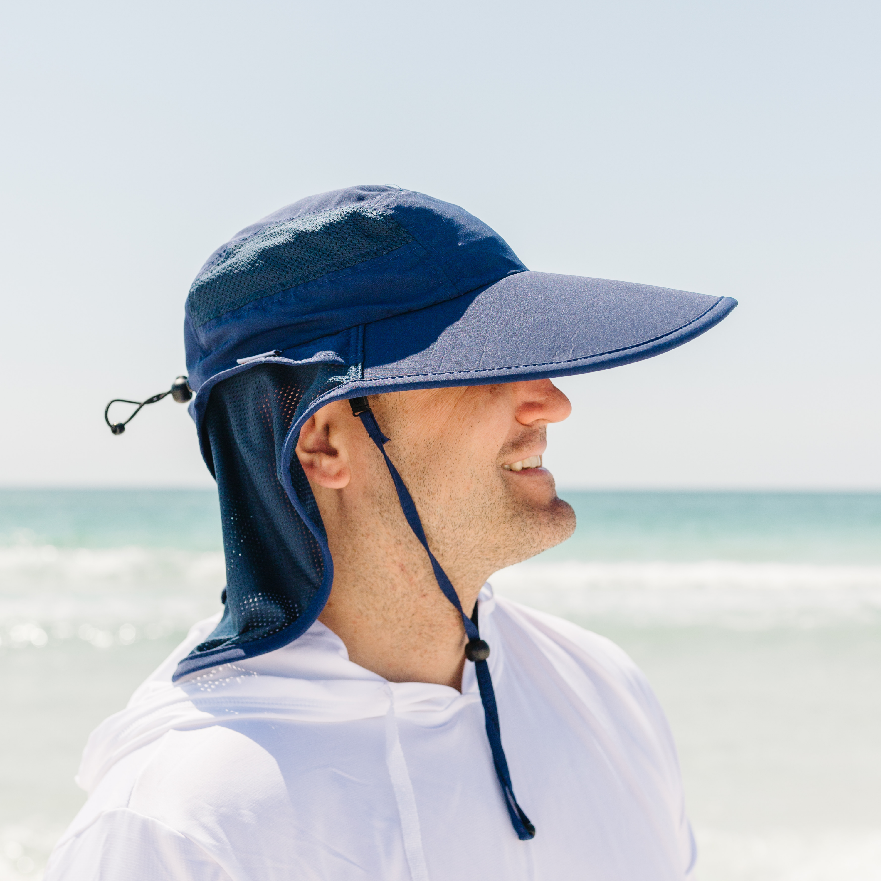 Adult Wide Brim + Flap Neck Sun Protective Adventure Hat | Navy-Adult-Navy-SwimZip UPF 50+ Sun Protective Swimwear & UV Zipper Rash Guards-pos10