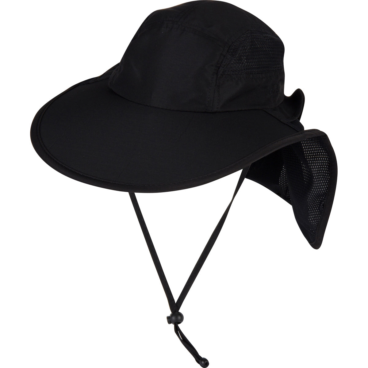 Adult Wide Brim + Flap Neck Sun Protective Adventure Hat | Black-Adult-Black-SwimZip UPF 50+ Sun Protective Swimwear & UV Zipper Rash Guards-pos1