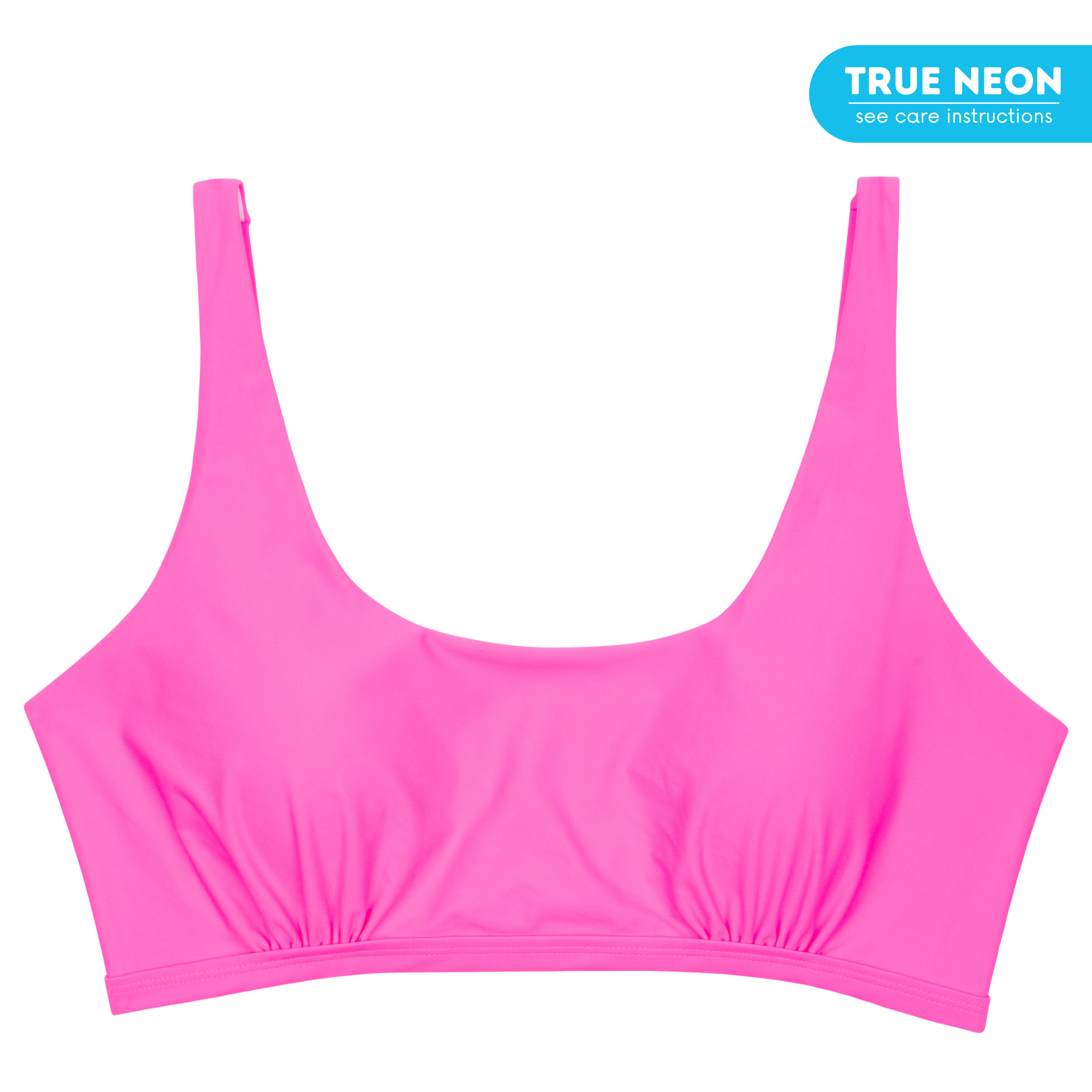 Women's Scoop Neck Bikini Top Plus Size | "Neon Pink"-1X-Neon Pink-SwimZip UPF 50+ Sun Protective Swimwear & UV Zipper Rash Guards-pos1