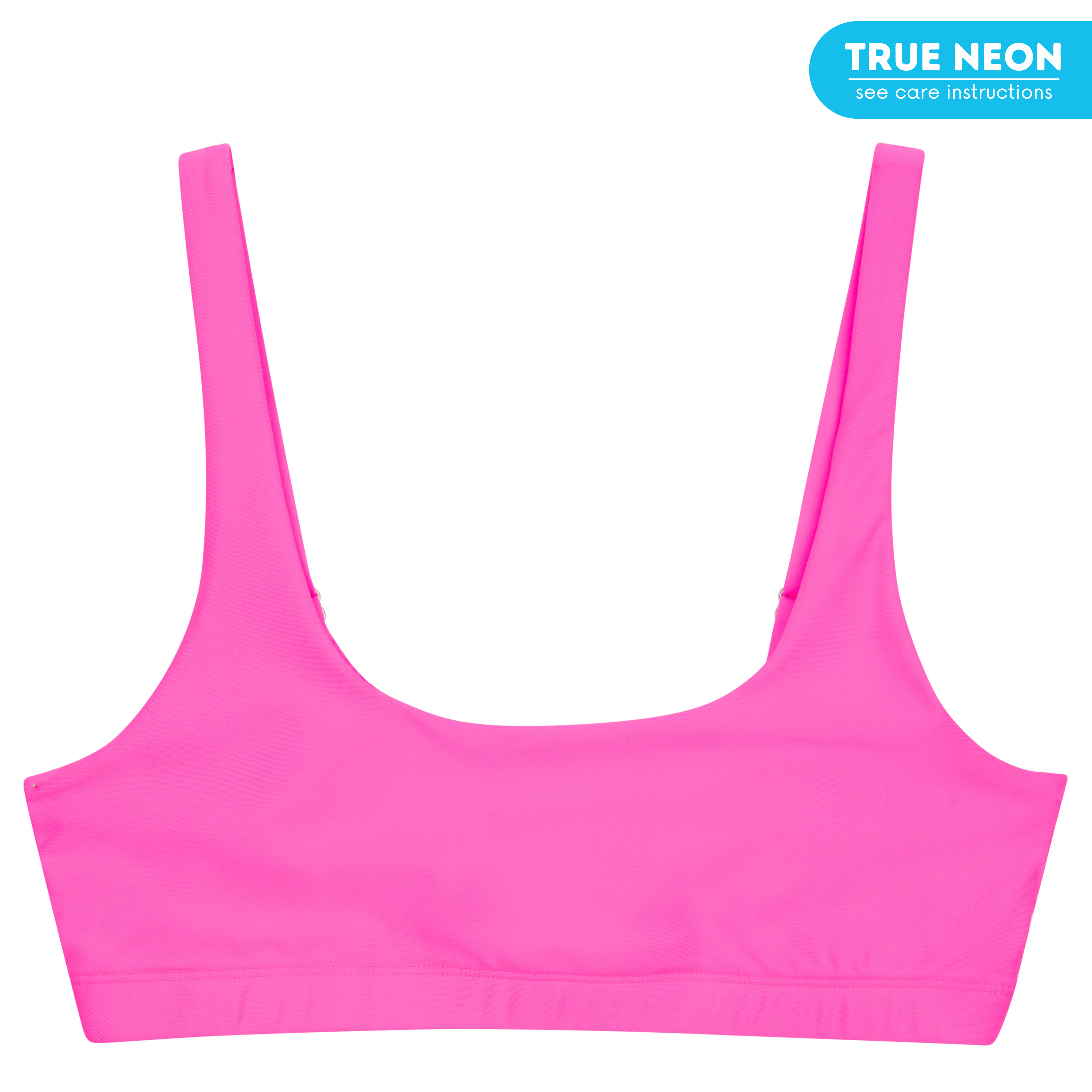 Women's Scoop Neck Bikini Top | "Neon Pink"-XS-Neon Pink-SwimZip UPF 50+ Sun Protective Swimwear & UV Zipper Rash Guards-pos1