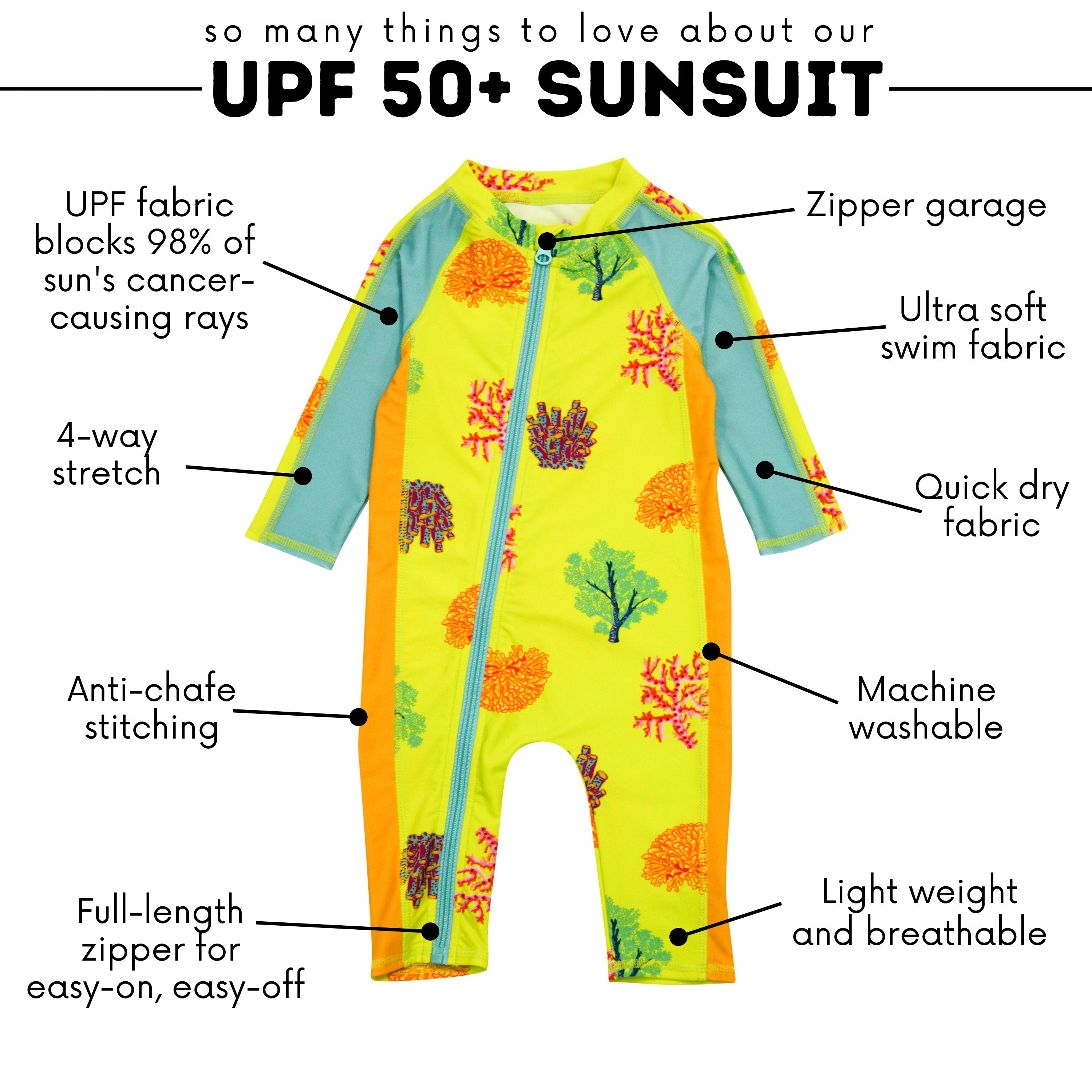 Sunsuit - Long Sleeve Romper Swimsuit | "Coral"-SwimZip UPF 50+ Sun Protective Swimwear & UV Zipper Rash Guards-pos4