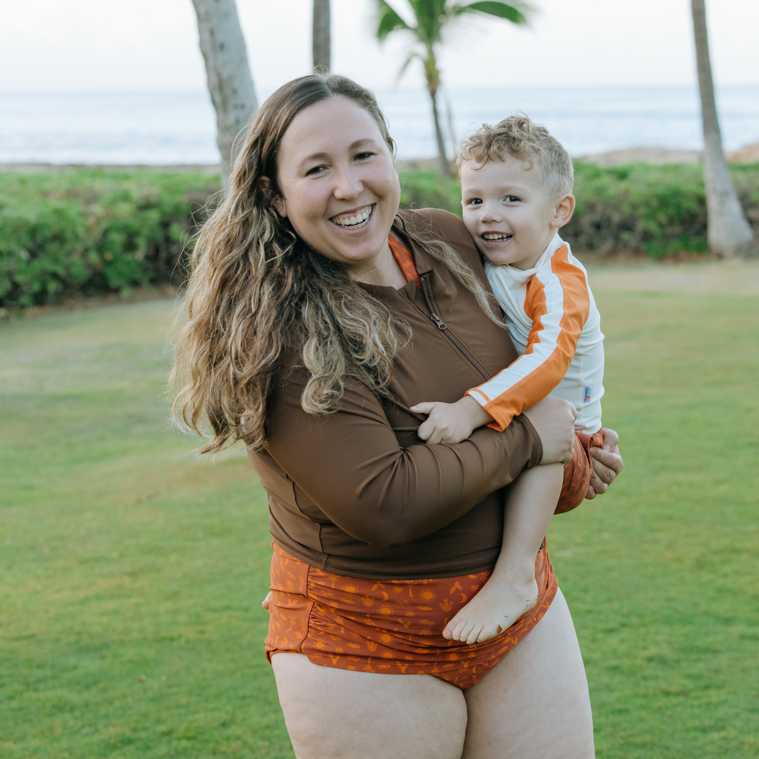 Boys Long Sleeve Zipper Rash Guard and Swim Trunk Set | "Desert"-SwimZip UPF 50+ Sun Protective Swimwear & UV Zipper Rash Guards-pos3