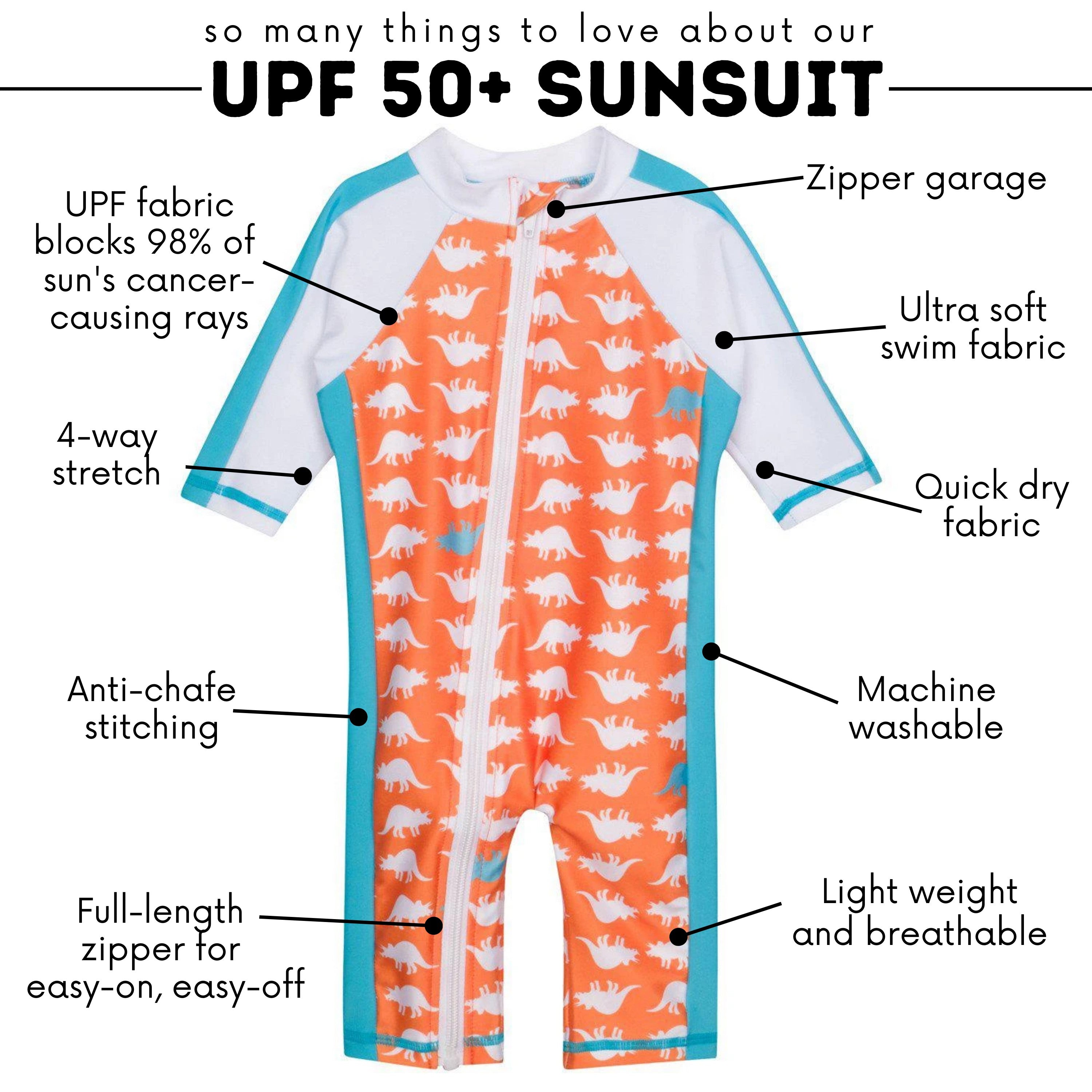 Sunsuit - Long Sleeve Romper Swimsuit | "Dino-Mite"-SwimZip UPF 50+ Sun Protective Swimwear & UV Zipper Rash Guards-pos4
