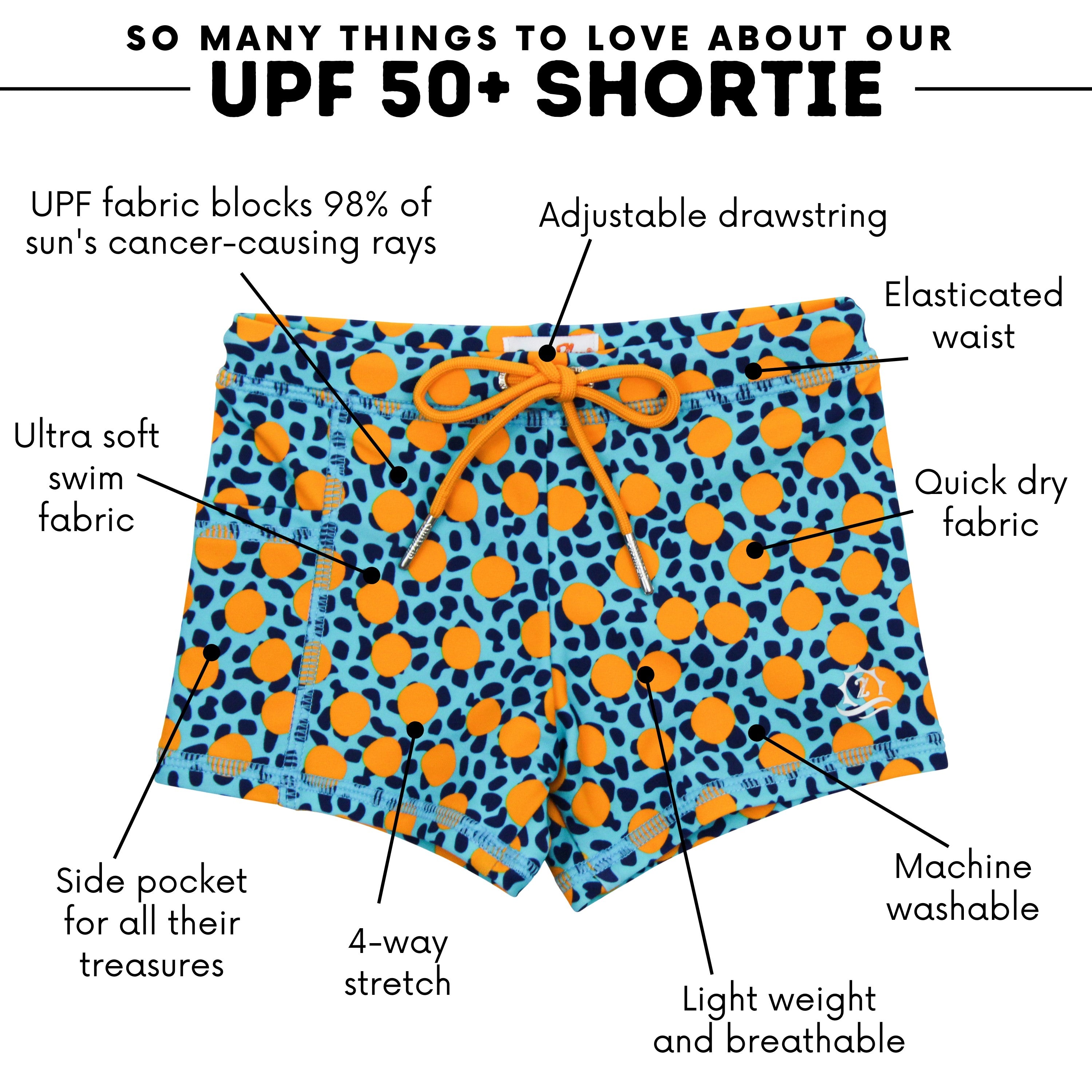 Kids Euro Swim Shorties | "Geo Party"-SwimZip UPF 50+ Sun Protective Swimwear & UV Zipper Rash Guards-pos4