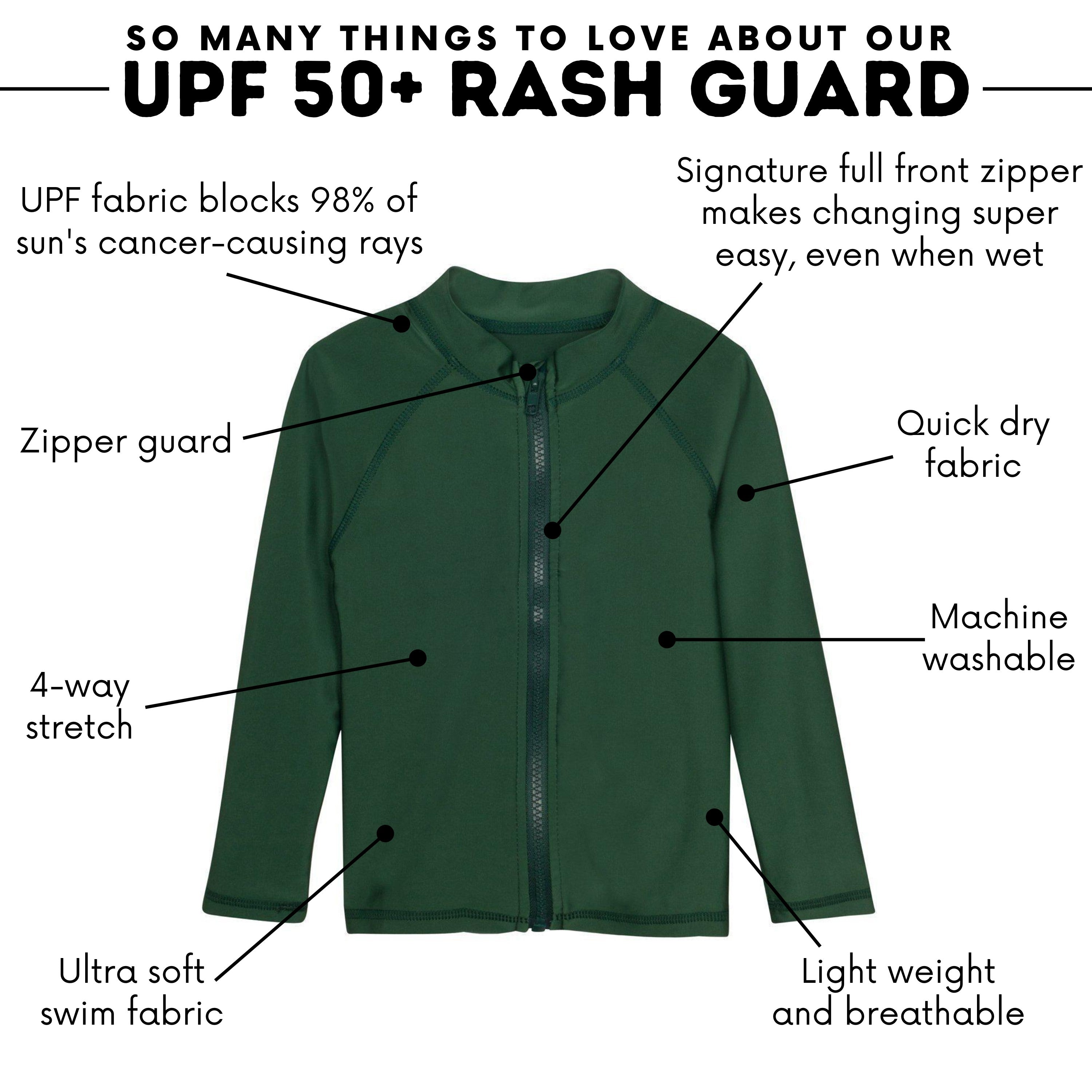 Kids UPF 50+ Long Sleeve Zipper Rash Guard Swim Shirt | "Hunter Green"-SwimZip UPF 50+ Sun Protective Swimwear & UV Zipper Rash Guards-pos4