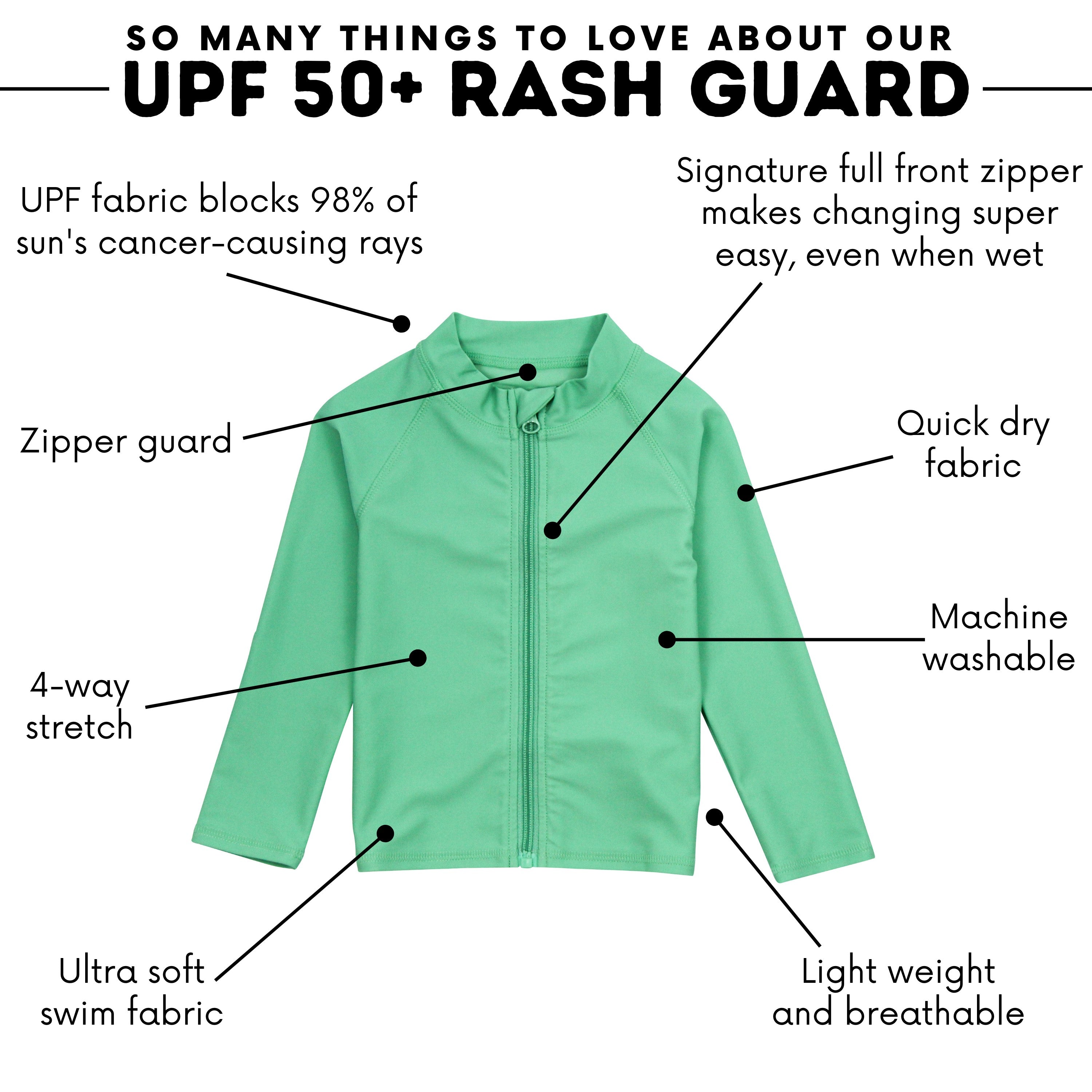 Kids UPF 50+ Long Sleeve Zipper Rash Guard Swim Shirt | "Light Jade"-SwimZip UPF 50+ Sun Protective Swimwear & UV Zipper Rash Guards-pos4