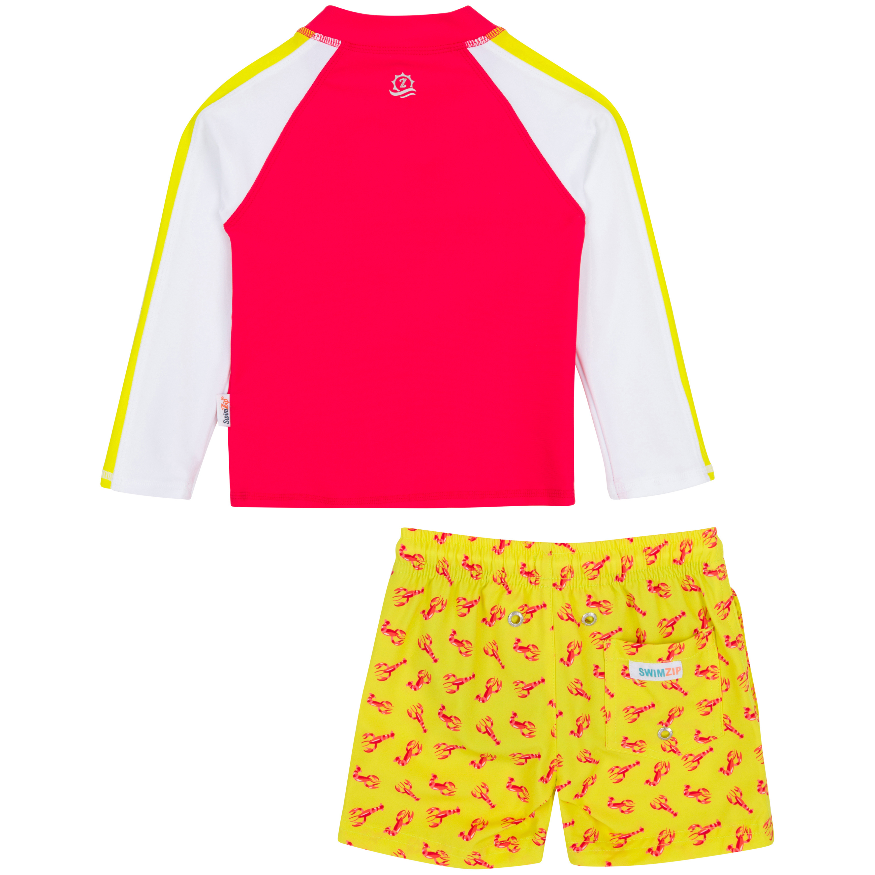 Boys Long Sleeve Zipper Rash Guard and Swim Trunk Set | "Lobster"-SwimZip UPF 50+ Sun Protective Swimwear & UV Zipper Rash Guards-pos10