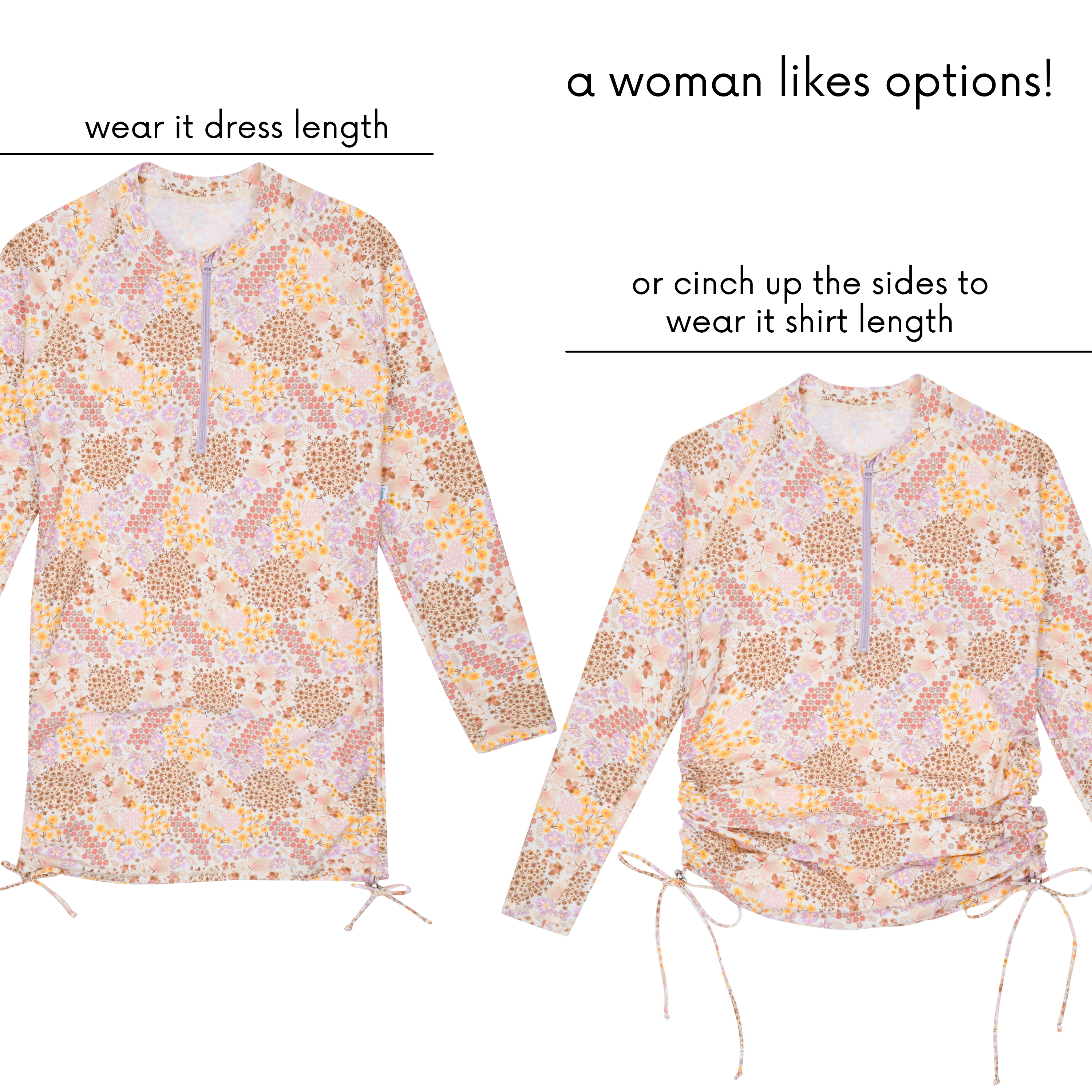 Women's Half Zip Swim Dress Cover Up | "Meadows"-SwimZip UPF 50+ Sun Protective Swimwear & UV Zipper Rash Guards-pos8