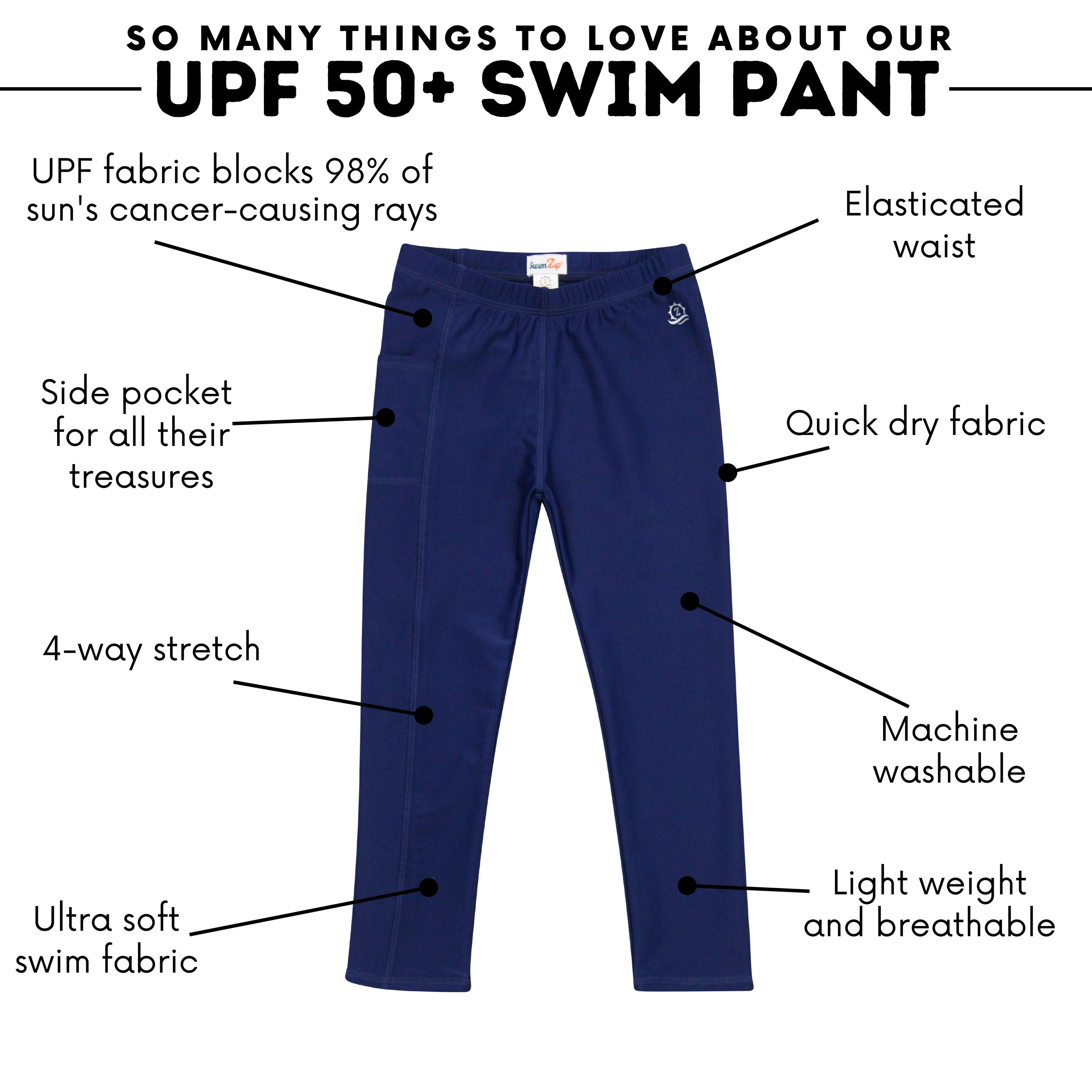 Kids Swim Pants | "Navy"-SwimZip UPF 50+ Sun Protective Swimwear & UV Zipper Rash Guards-pos4