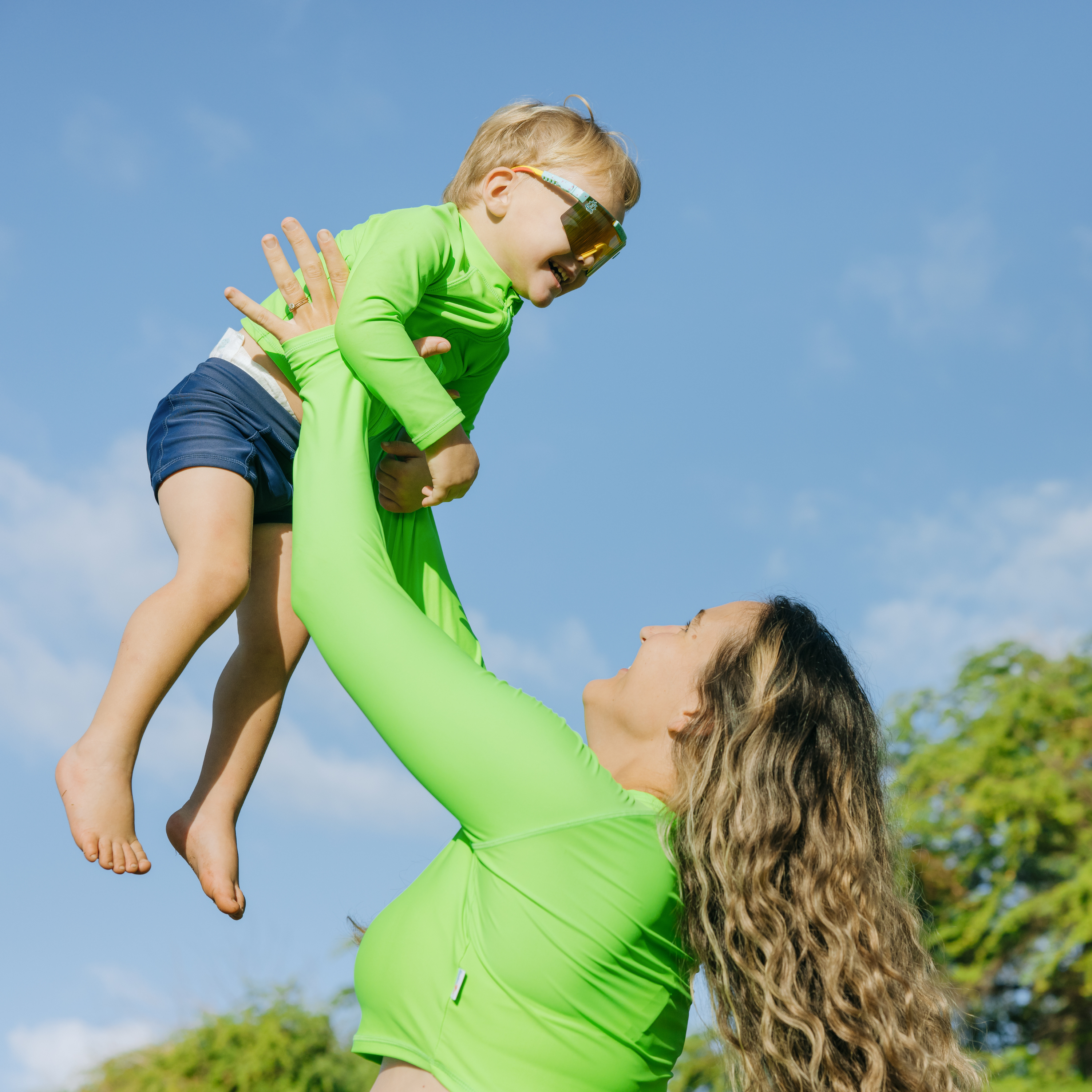 Women's Long Sleeve Crop Rash Guard | “Neon Green”-SwimZip UPF 50+ Sun Protective Swimwear & UV Zipper Rash Guards-pos13