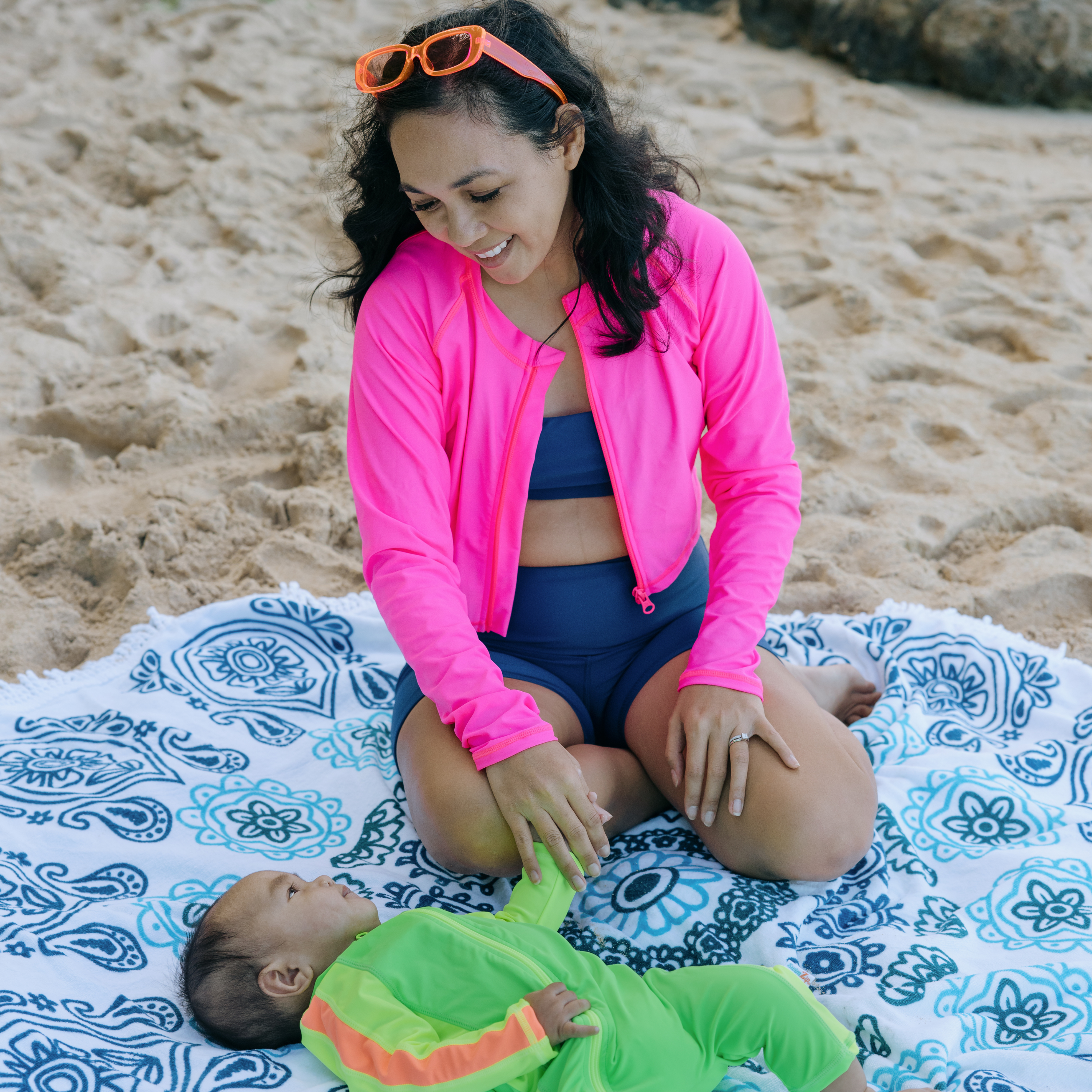 Women's Long Sleeve Crop Rash Guard | “Neon Pink”-SwimZip UPF 50+ Sun Protective Swimwear & UV Zipper Rash Guards-pos11