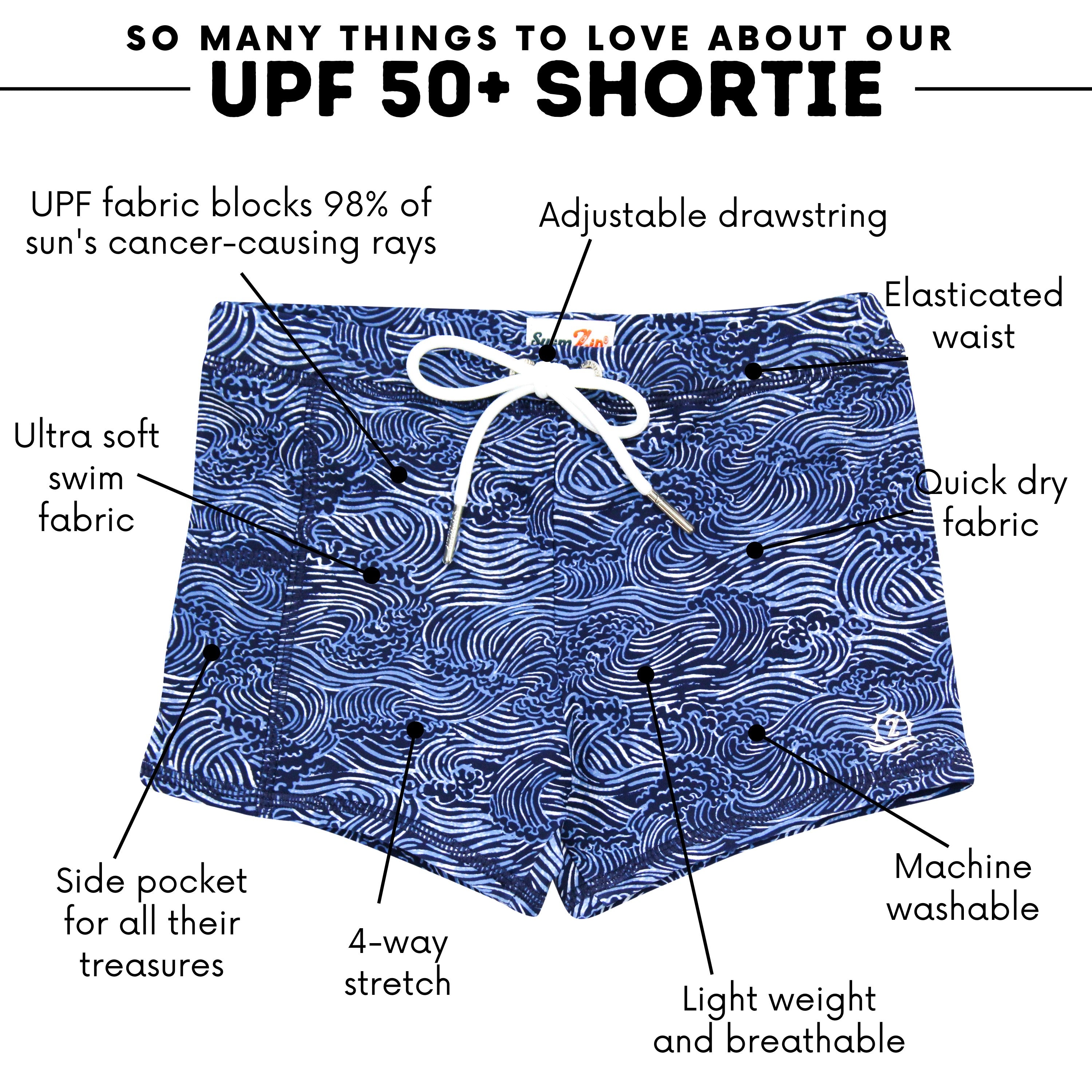 Kids Euro Swim Shorties | "Ocean Breeze"-SwimZip UPF 50+ Sun Protective Swimwear & UV Zipper Rash Guards-pos4