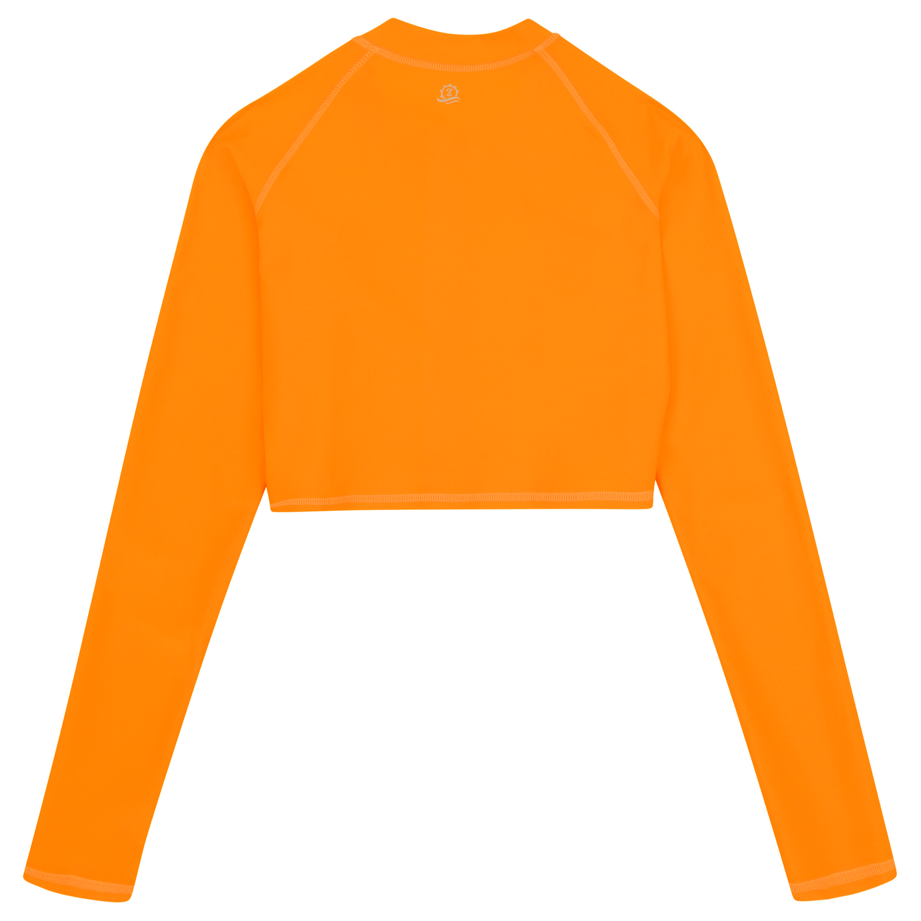 Women's Long Sleeve Crop Rash Guard | “Orange"-SwimZip UPF 50+ Sun Protective Swimwear & UV Zipper Rash Guards-pos7