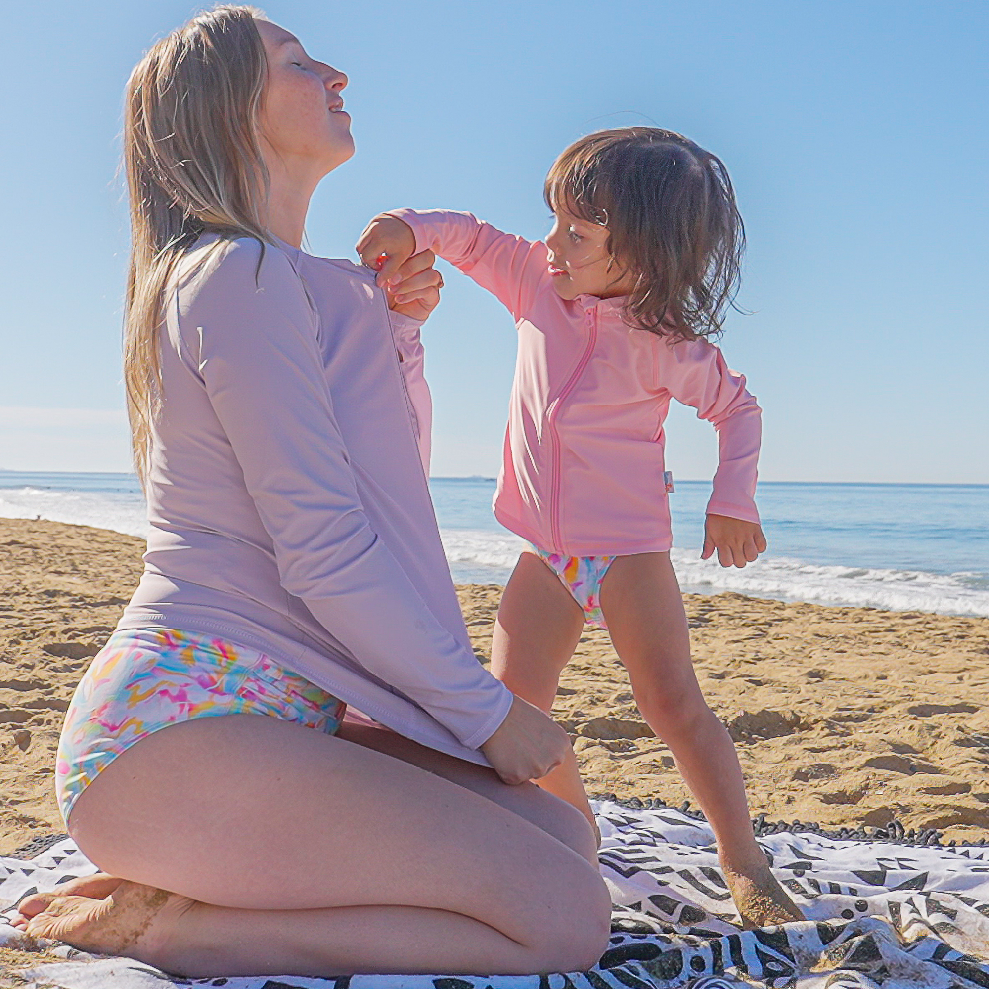 Kids UPF 50+ Long Sleeve Zipper Rash Guard Swim Shirt | "Pink"-SwimZip UPF 50+ Sun Protective Swimwear & UV Zipper Rash Guards-pos5