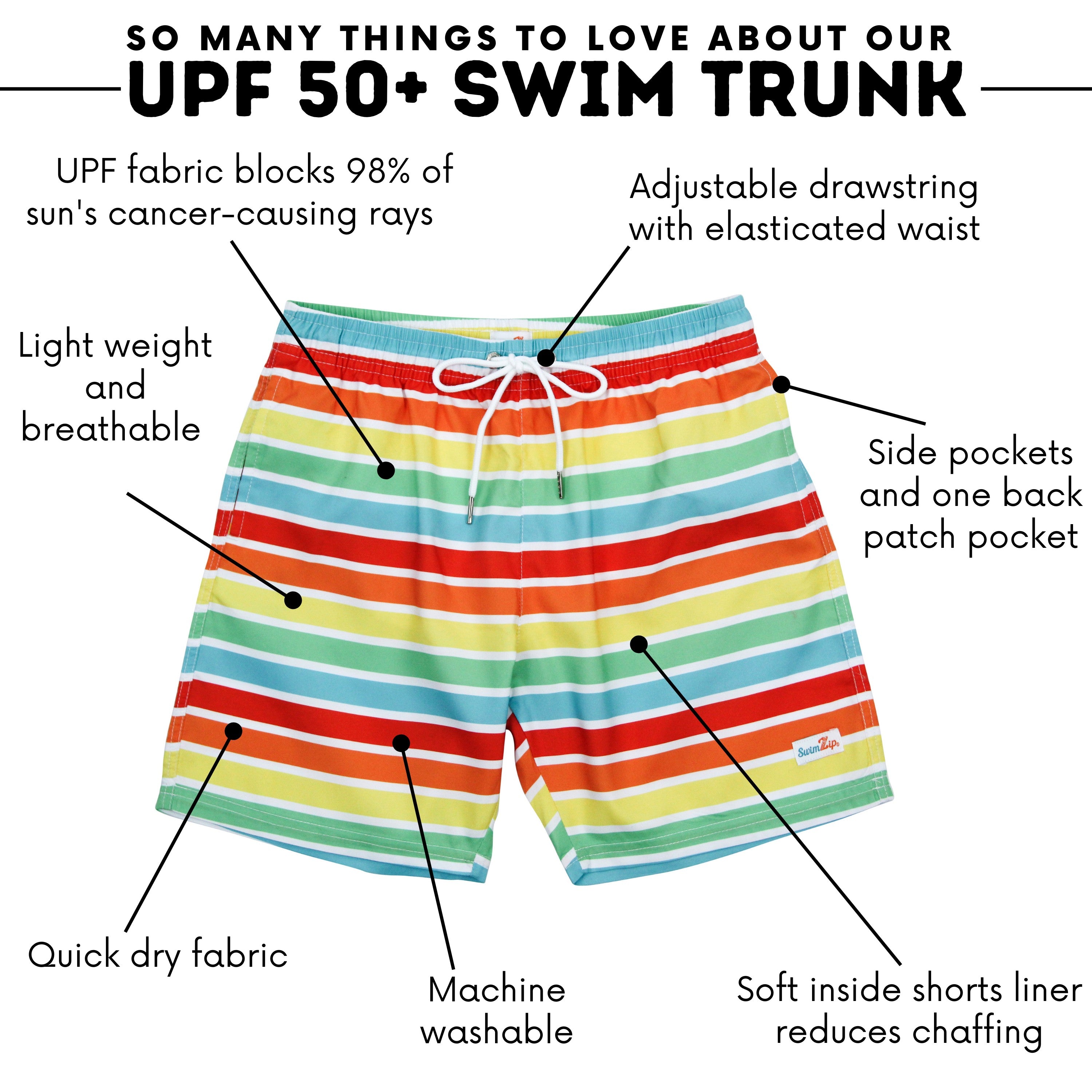 Boys Swim Trunks Boxer Brief Liner (Sizes 6-14) | "Rainbow"-SwimZip UPF 50+ Sun Protective Swimwear & UV Zipper Rash Guards-pos4