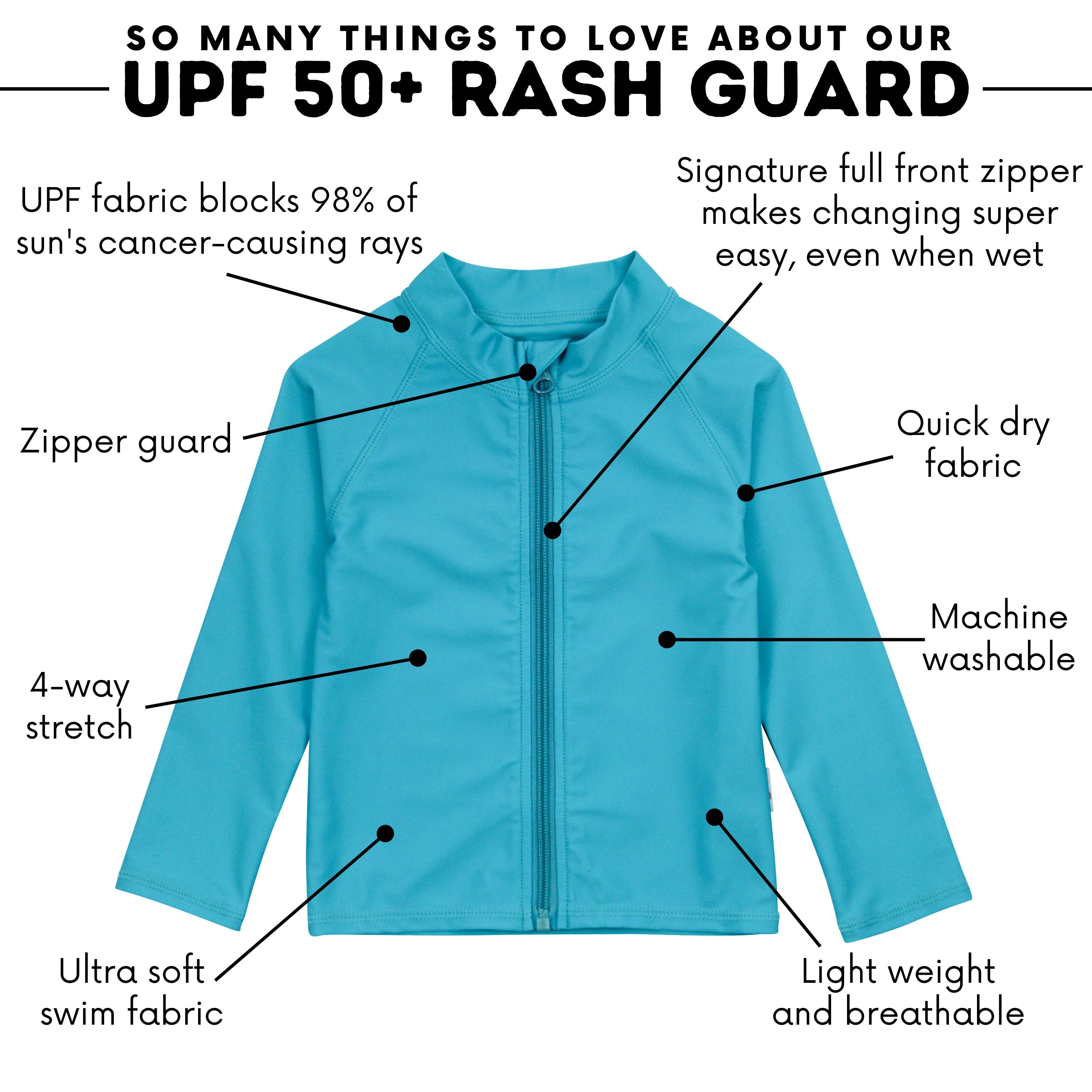 Kids UPF 50+ Long Sleeve Zipper Rash Guard Swim Shirt | "Scuba Blue"-SwimZip UPF 50+ Sun Protective Swimwear & UV Zipper Rash Guards-pos4