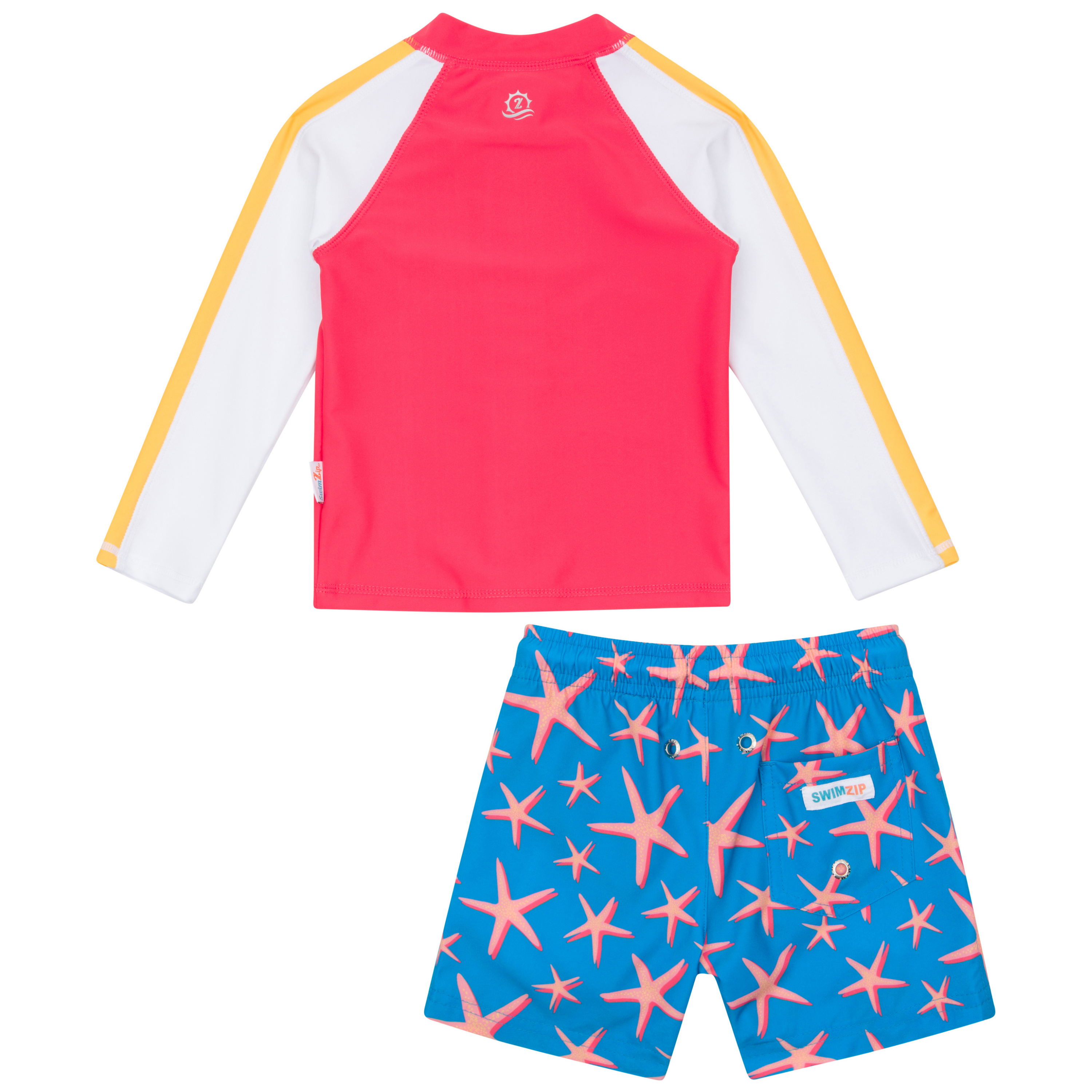 Boys Long Sleeve Zipper Rash Guard and Swim Trunk Set | "Starfish"-SwimZip UPF 50+ Sun Protective Swimwear & UV Zipper Rash Guards-pos12