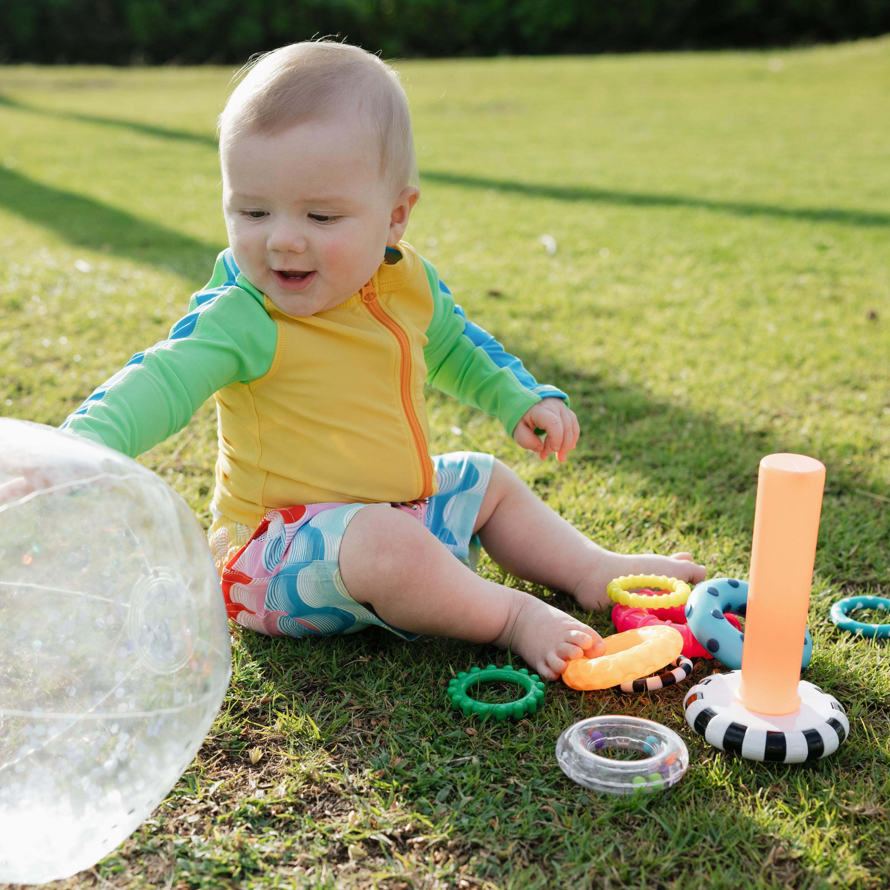 Boys Long Sleeve Zipper Rash Guard and Swim Trunk Set | "Surf's Up"-SwimZip UPF 50+ Sun Protective Swimwear & UV Zipper Rash Guards-pos2