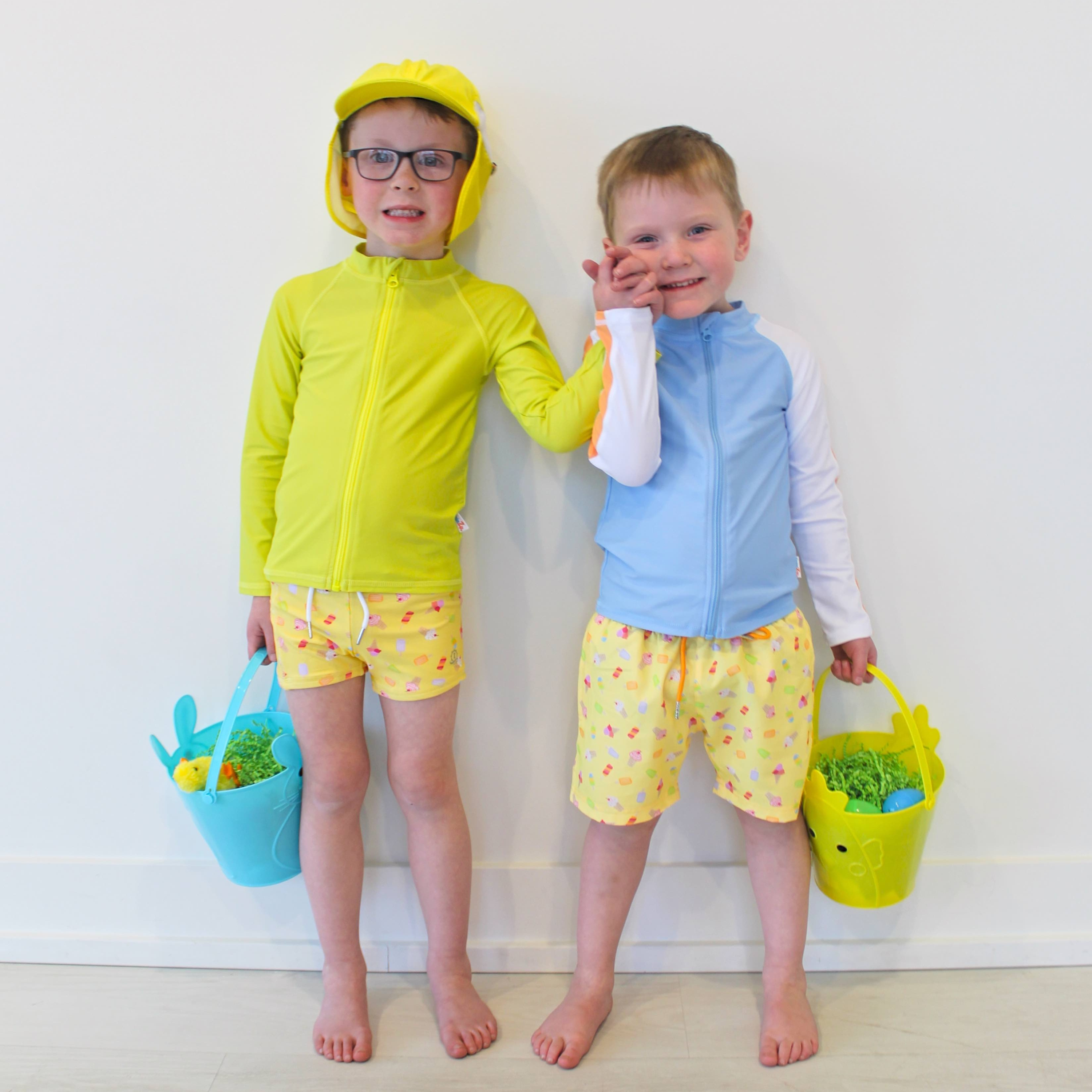 Boys Long Sleeve Zipper Rash Guard and Swim Trunk Set | "Sweetie"-SwimZip UPF 50+ Sun Protective Swimwear & UV Zipper Rash Guards-pos9