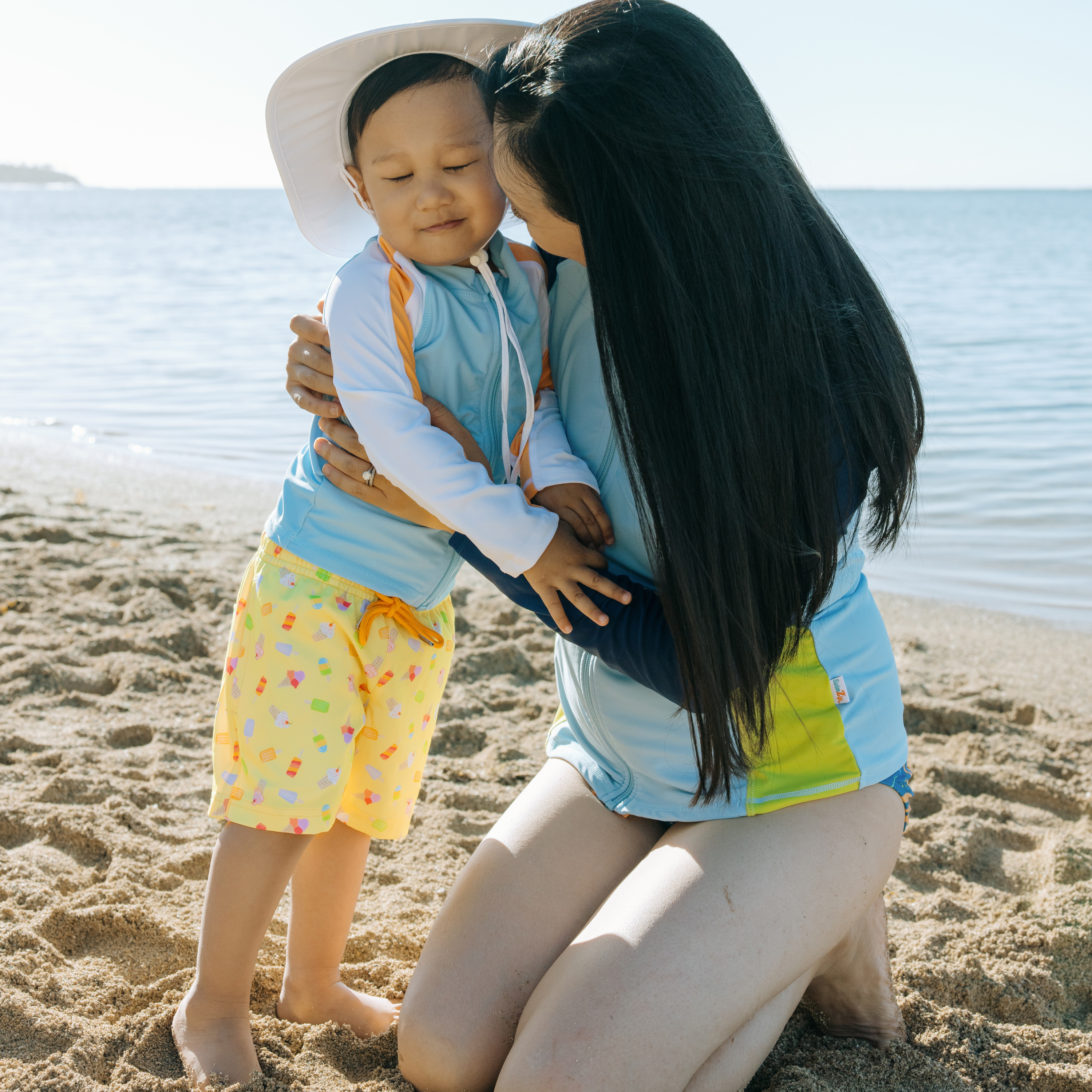 Boys Long Sleeve Zipper Rash Guard and Swim Trunk Set | "Sweetie"-SwimZip UPF 50+ Sun Protective Swimwear & UV Zipper Rash Guards-pos3