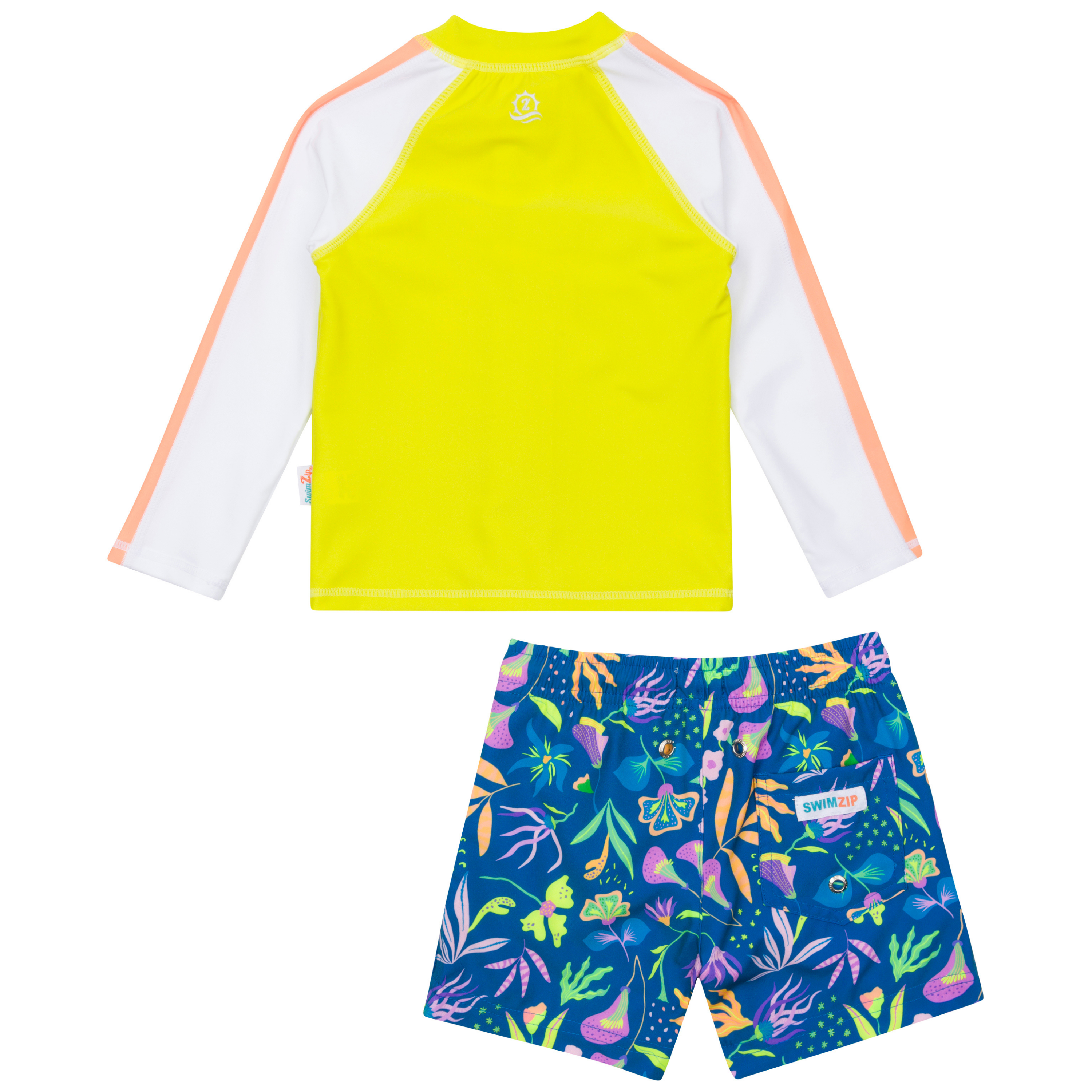 Boys Long Sleeve Zipper Rash Guard and Swim Trunk Set | "Tropadelic"-SwimZip UPF 50+ Sun Protective Swimwear & UV Zipper Rash Guards-pos9