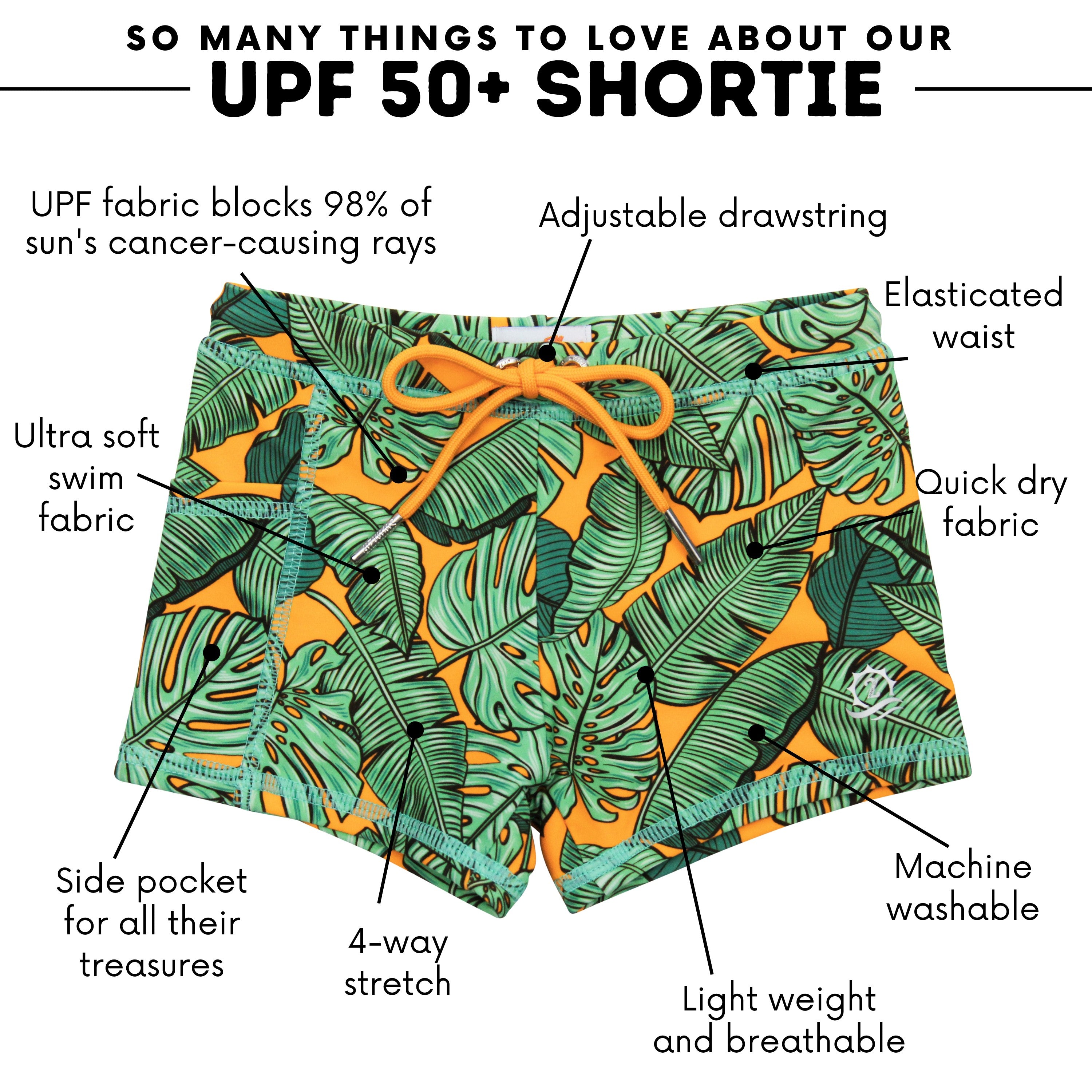 Kids Euro Swim Shorties | "The Tropics"-SwimZip UPF 50+ Sun Protective Swimwear & UV Zipper Rash Guards-pos4