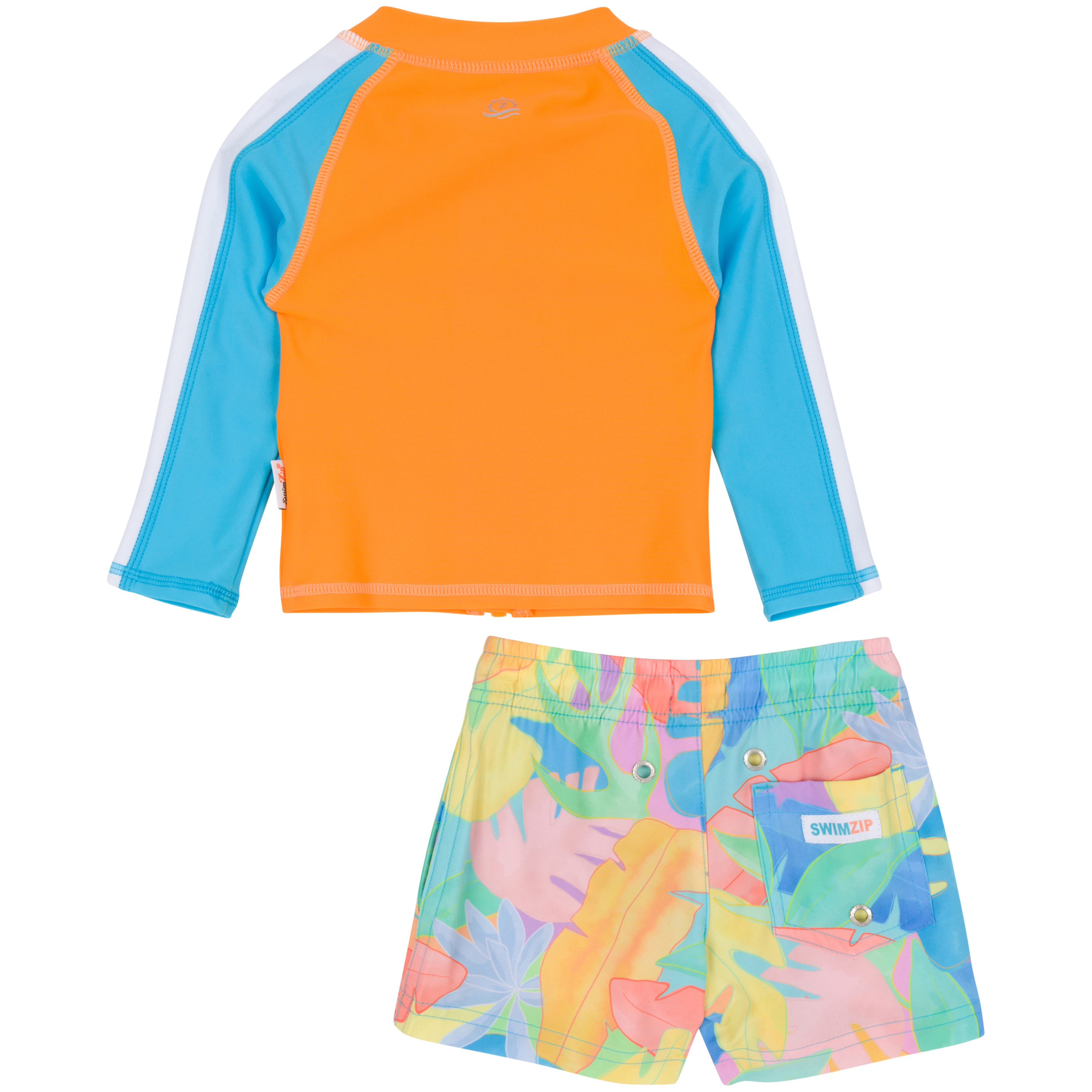 Boys Long Sleeve Zipper Rash Guard and Swim Trunk Set | "Vibrant Vacay"-SwimZip UPF 50+ Sun Protective Swimwear & UV Zipper Rash Guards-pos11