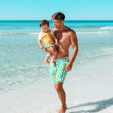 Boys Short Sleeve Zipper Rash Guard and Swim Trunk Set | "Lemons"-SwimZip UPF 50+ Sun Protective Swimwear & UV Zipper Rash Guards-pos2