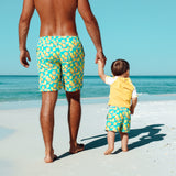 Boys Short Sleeve Zipper Rash Guard and Swim Trunk Set | "Lemons"-SwimZip UPF 50+ Sun Protective Swimwear & UV Zipper Rash Guards-pos3