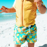 Boys Short Sleeve Zipper Rash Guard and Swim Trunk Set | "Lemons"-SwimZip UPF 50+ Sun Protective Swimwear & UV Zipper Rash Guards-pos5