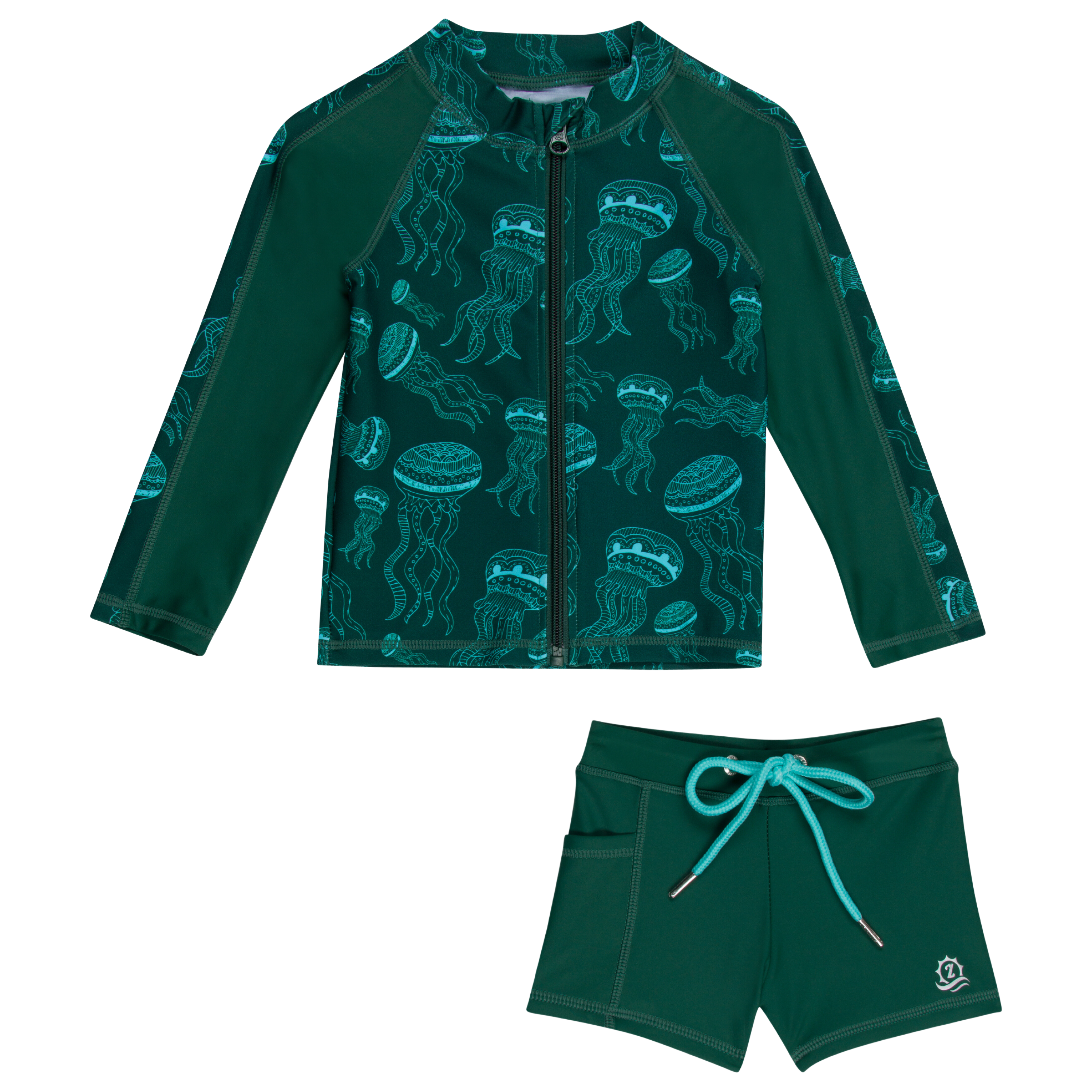 Kids Euro Shorties + Long Sleeve Rash Guard Set | "Jelly Jellyfish"-0-3 Month-Jellyfish-SwimZip UPF 50+ Sun Protective Swimwear & UV Zipper Rash Guards-pos1