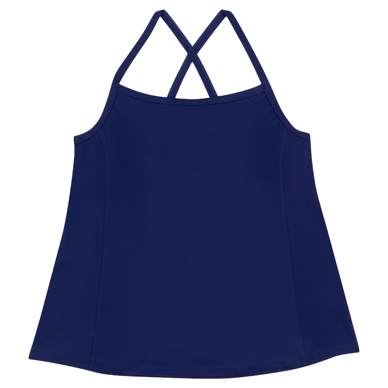 Women’s Strappy A-Line Tankini Top | “Navy”-XS-Navy-SwimZip UPF 50+ Sun Protective Swimwear & UV Zipper Rash Guards-pos1