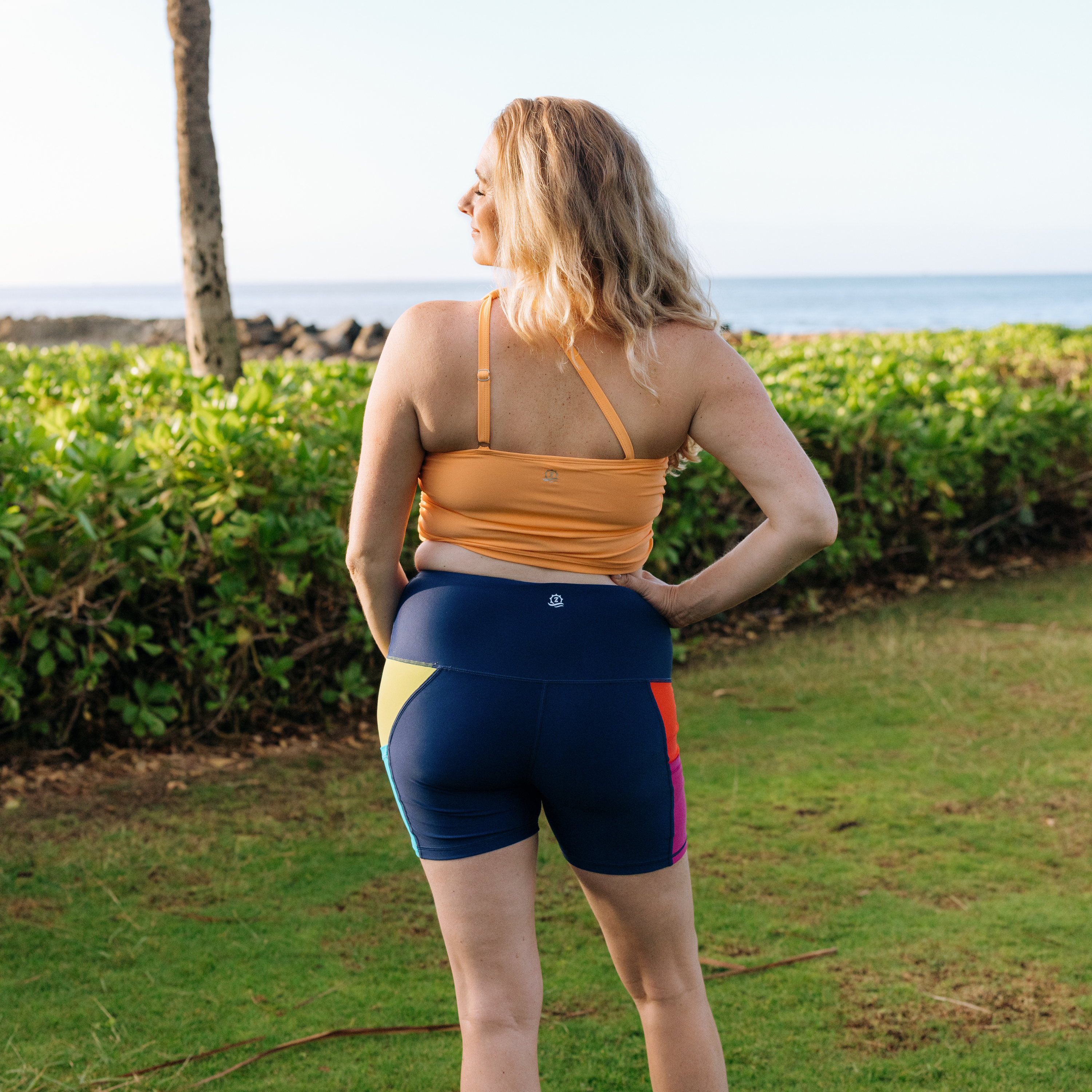 Women’s One Shoulder Crop Tankini Top | “Paradise Orange”-SwimZip UPF 50+ Sun Protective Swimwear & UV Zipper Rash Guards-pos10