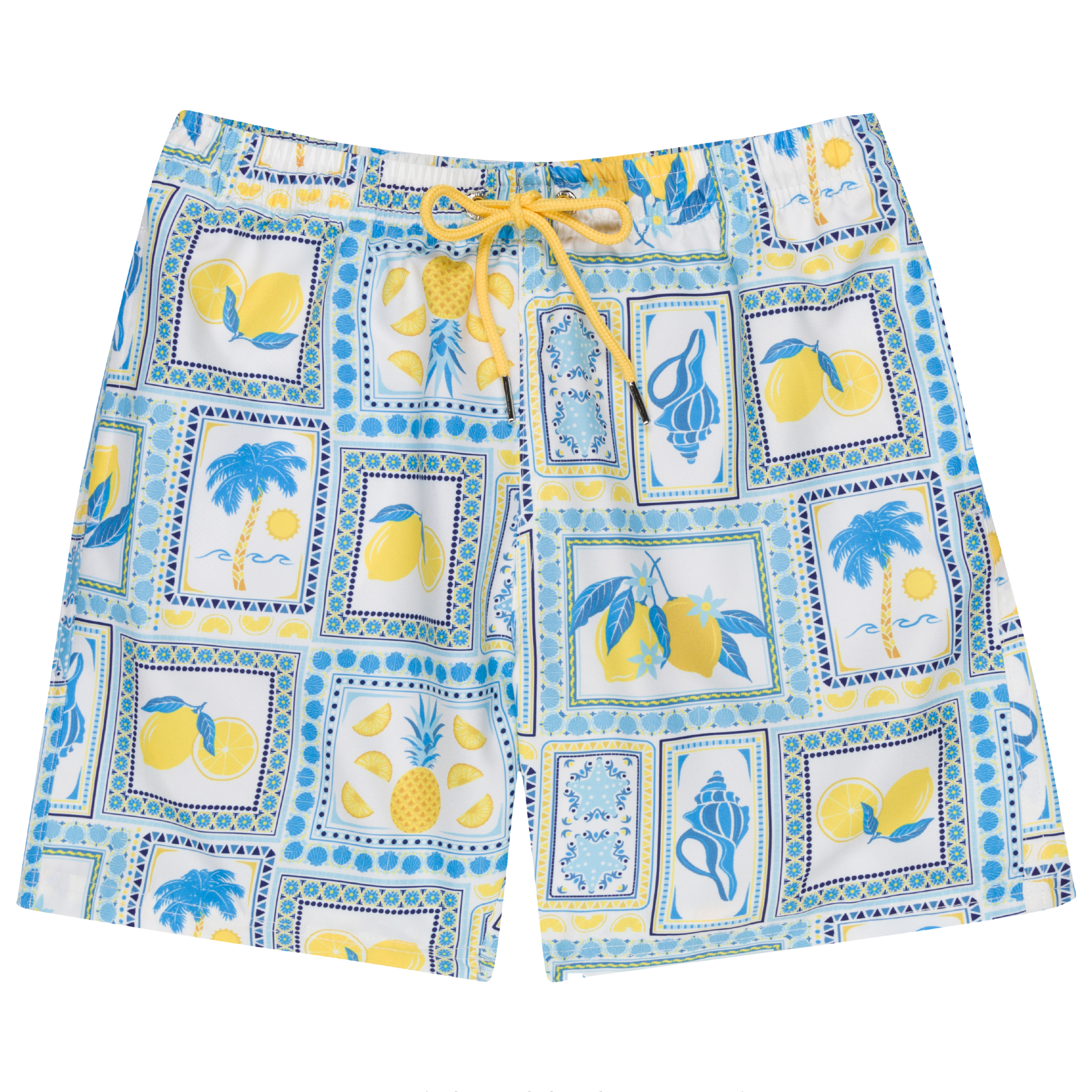 Boys Swim Trunks Boxer Brief Liner (sizes 6-14) | “Mediterranean Lemons"-SwimZip UPF 50+ Sun Protective Swimwear & UV Zipper Rash Guards-pos1