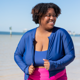 Women's Scoop Neck Bikini Top Plus Size | "Navy"-SwimZip UPF 50+ Sun Protective Swimwear & UV Zipper Rash Guards-pos5