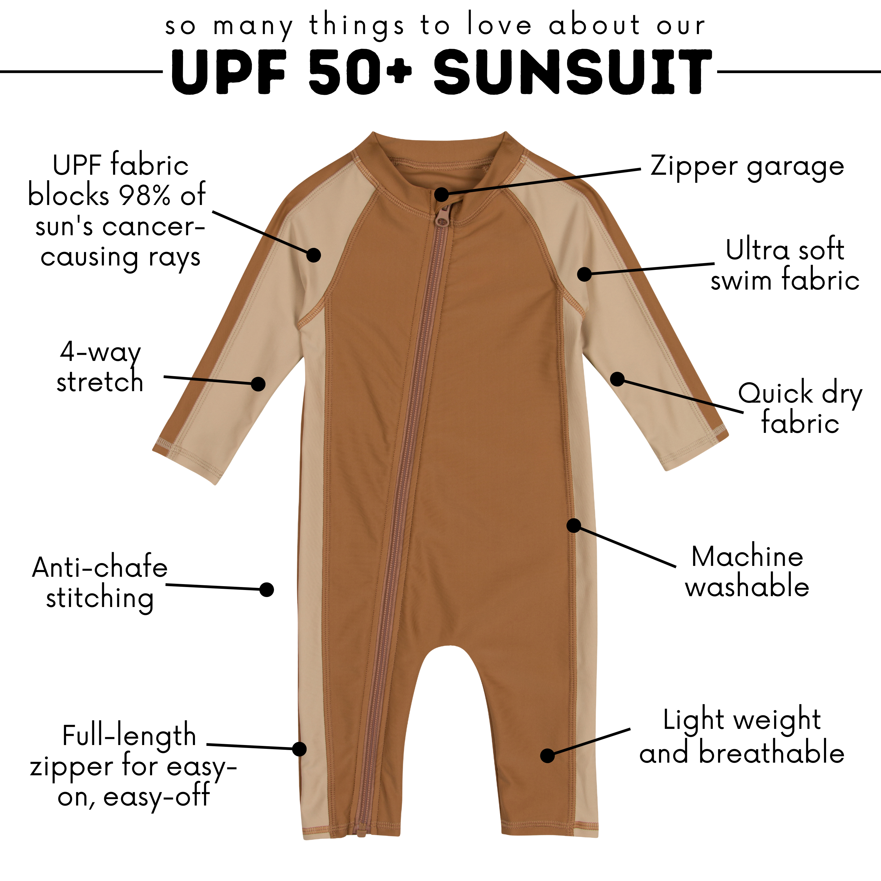 Sunsuit - Long Sleeve Romper Swimsuit | "Canyon Haze"-SwimZip UPF 50+ Sun Protective Swimwear & UV Zipper Rash Guards-pos6