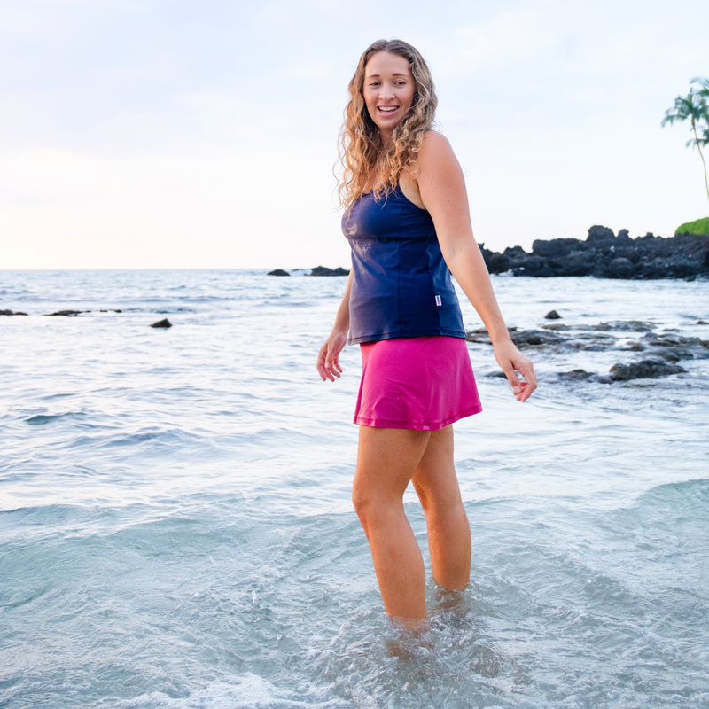 Women’s Strappy A-Line Tankini Top | “Navy”-SwimZip UPF 50+ Sun Protective Swimwear & UV Zipper Rash Guards-pos3