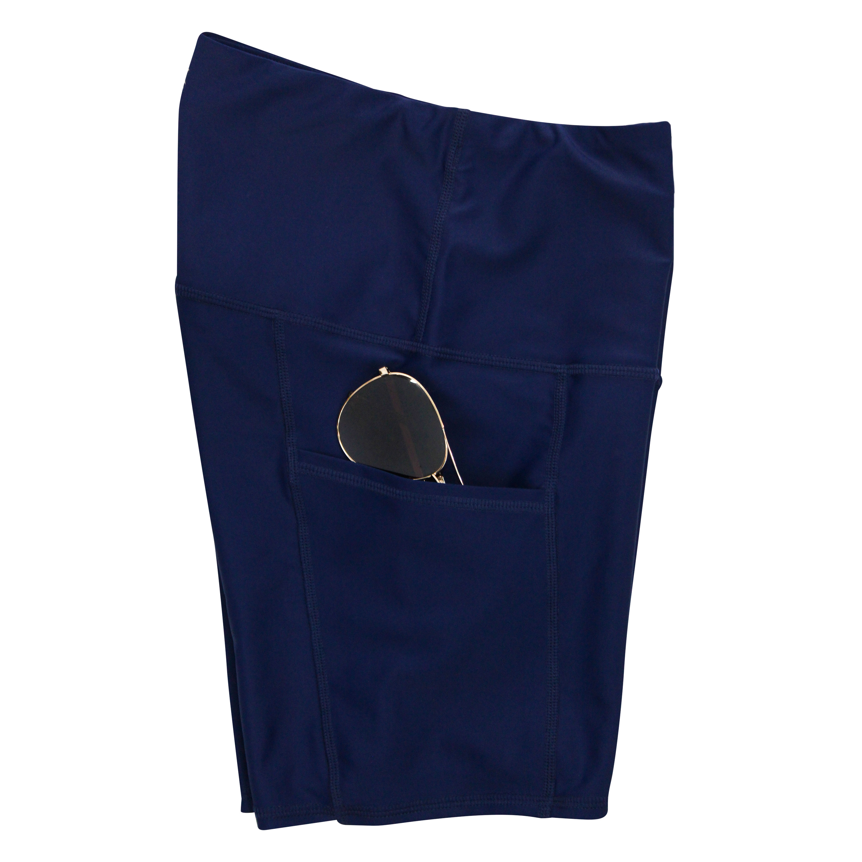 Women's Long Swim Bike Short with Pocket | “Navy”-SwimZip UPF 50+ Sun Protective Swimwear & UV Zipper Rash Guards-pos11