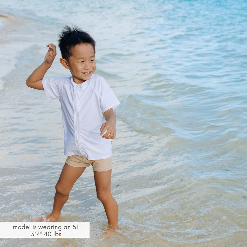 Kids Euro Swim Shorties | "Sandy Beach"-SwimZip UPF 50+ Sun Protective Swimwear & UV Zipper Rash Guards-pos2