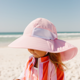 Kids Wide Brim + Flap Neck Sun Protective Adventure Hat - Pink-SwimZip UPF 50+ Sun Protective Swimwear & UV Zipper Rash Guards-pos4